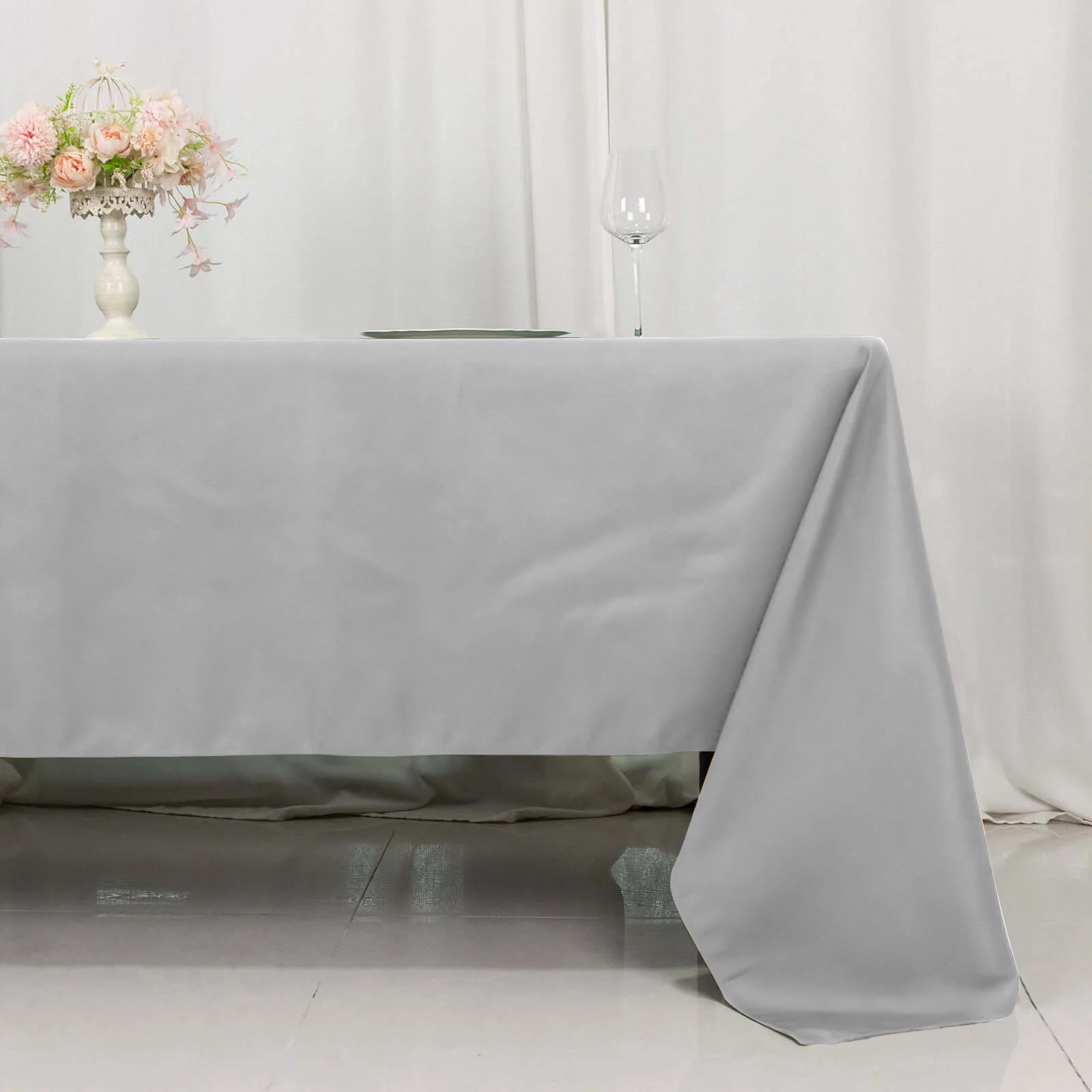 Premium Polyester 60x126 Rectangle Tablecloth Silver - Stain-Resistant 220GSM Finish Table Cover