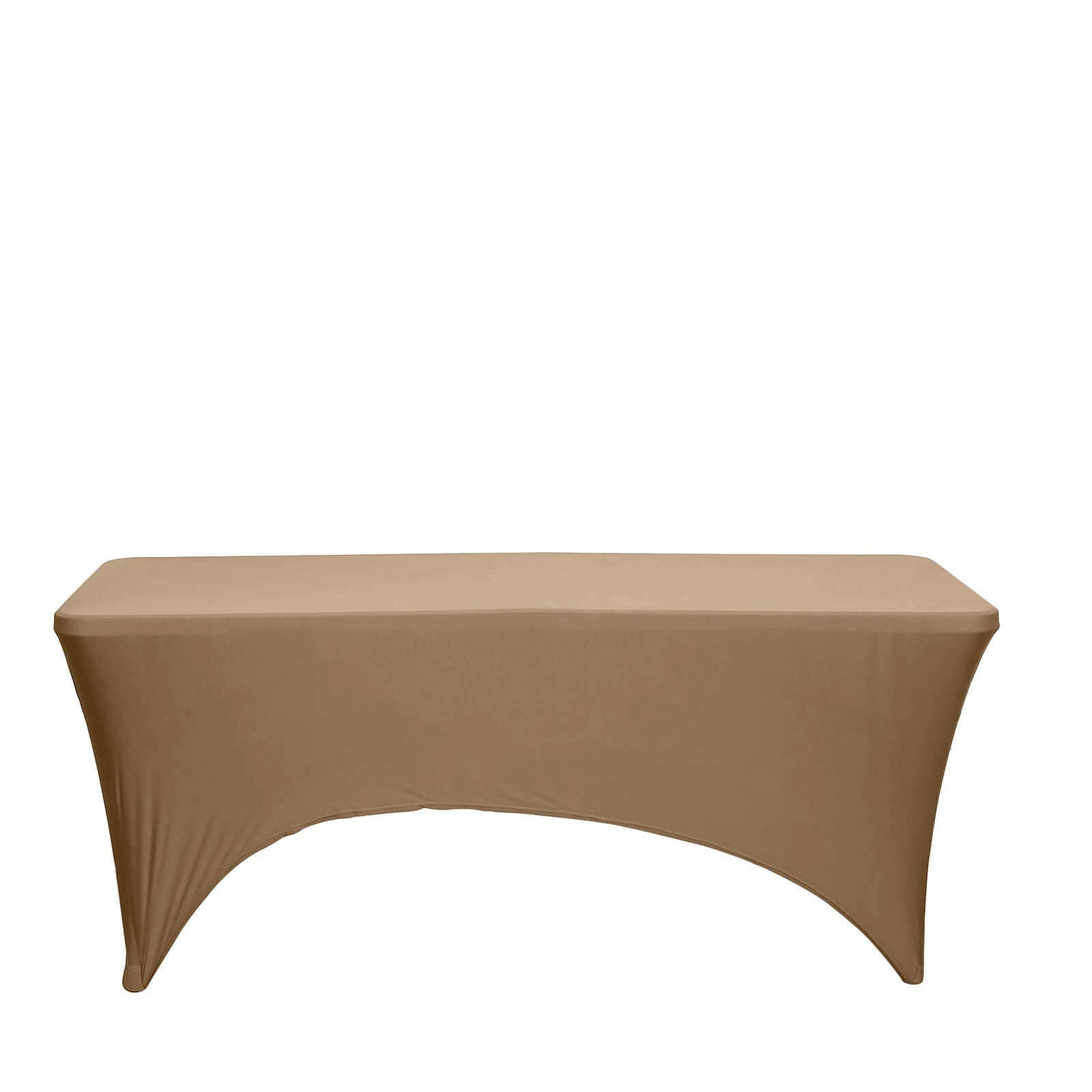 Stretch Spandex 96x30 Rectangle Table Cover Taupe - Durable Form-Fitting Tablecloth