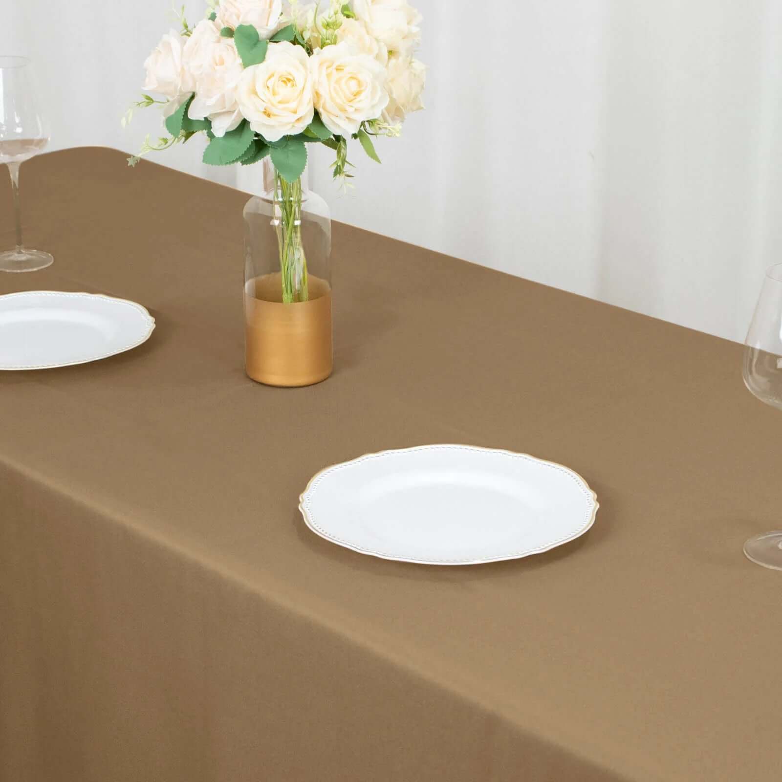 Polyester 60x102 Rectangle Tablecloth Taupe - Durable and Stylish Table Cover