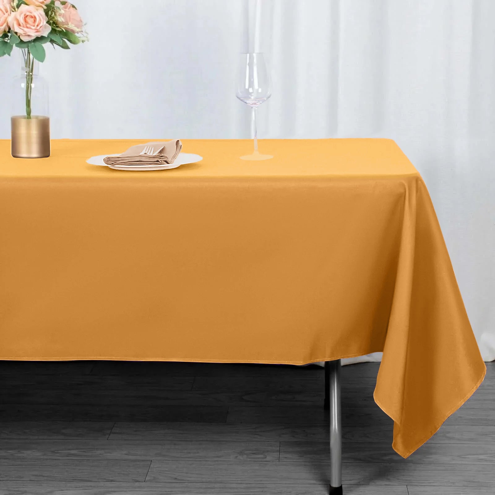 Premium Polyester 60x102 Rectangle Tablecloth Gold - Durable 220GSM Wrinkle-Resistant Table Cover