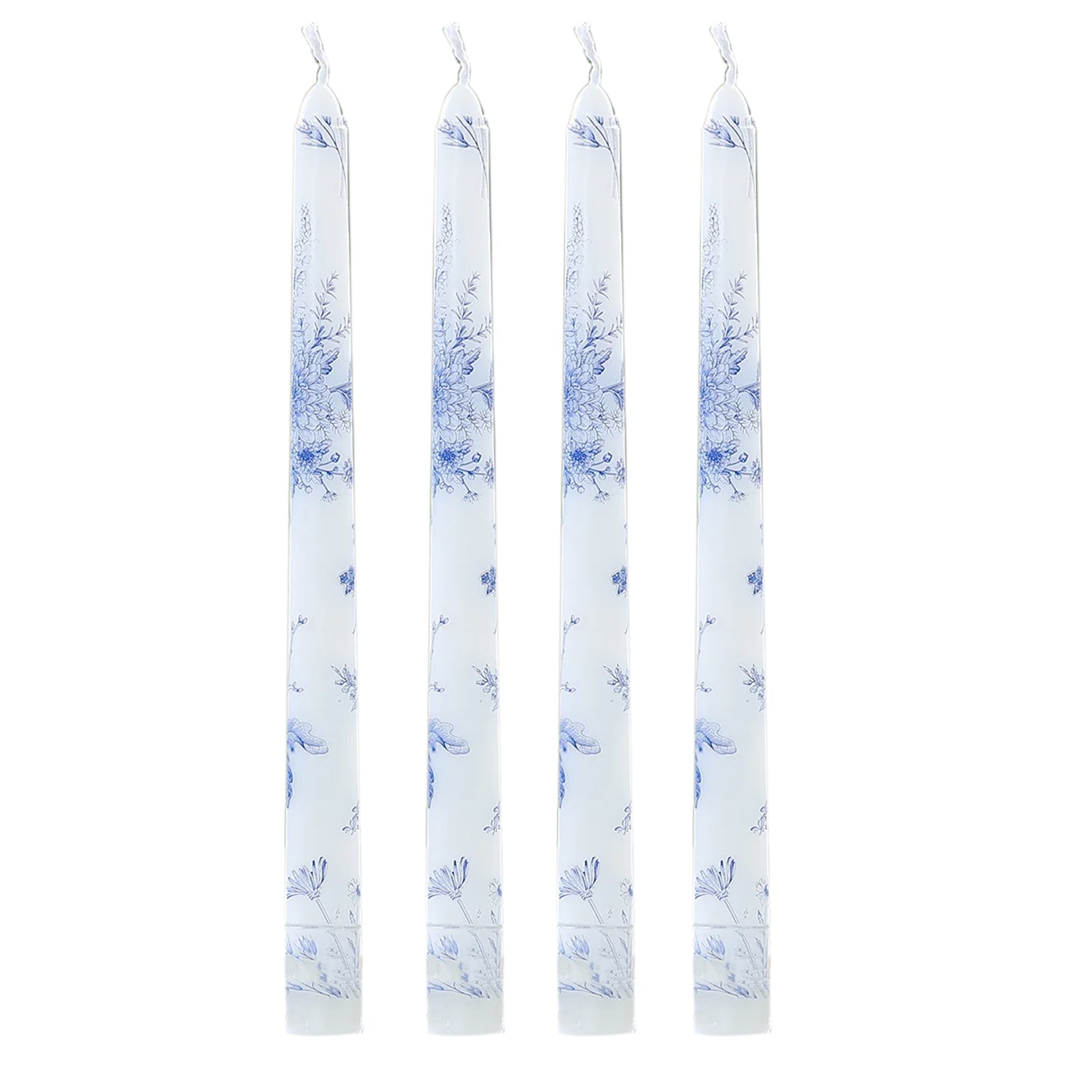 12 Pack 10 French Toile Wax Taper Candles White and Blue Unscented Candles