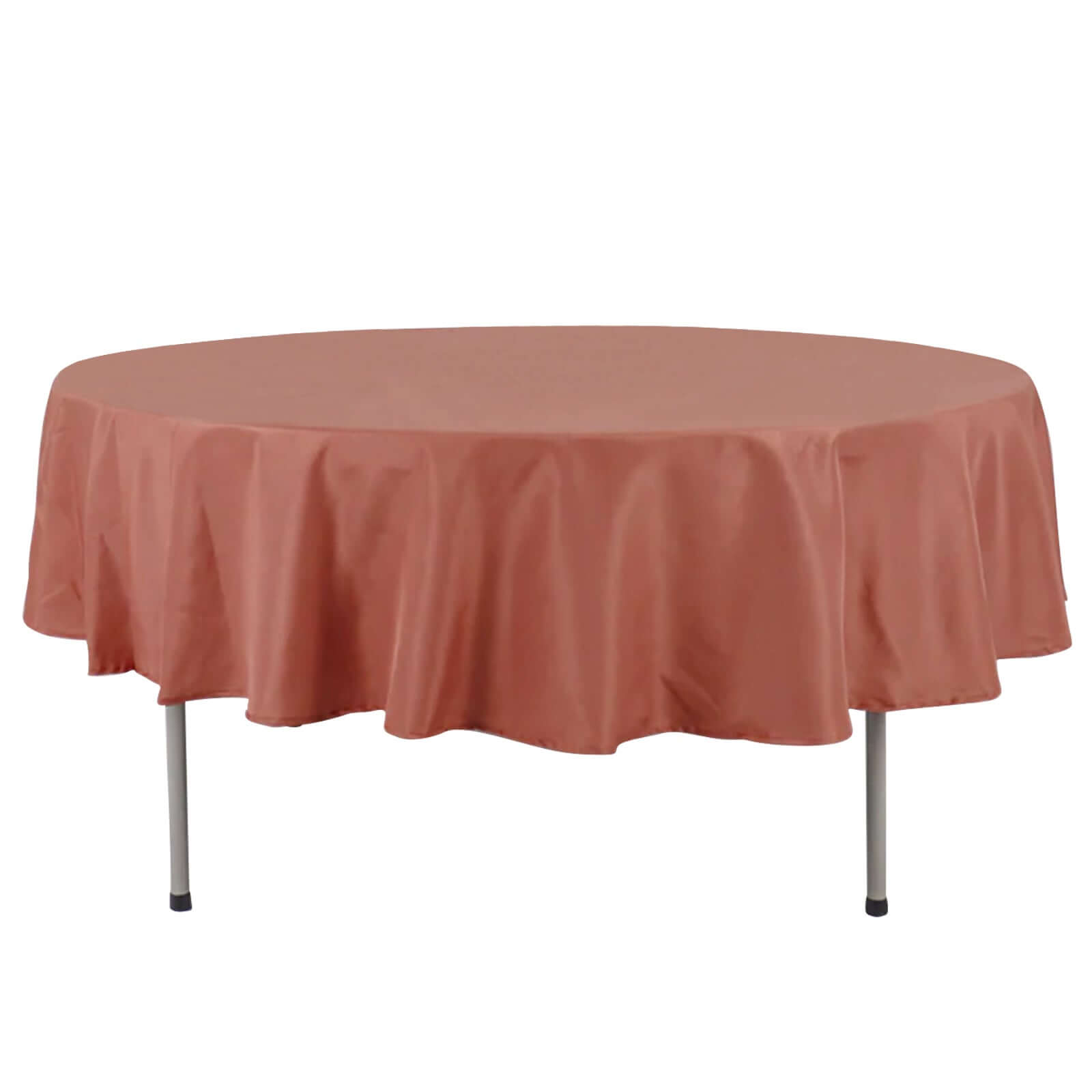 Premium Polyester 90 Round Tablecloth Terracotta (Rust) - Stain and Wrinkle-Resistant Design with 220GSM Thickness Table Cover