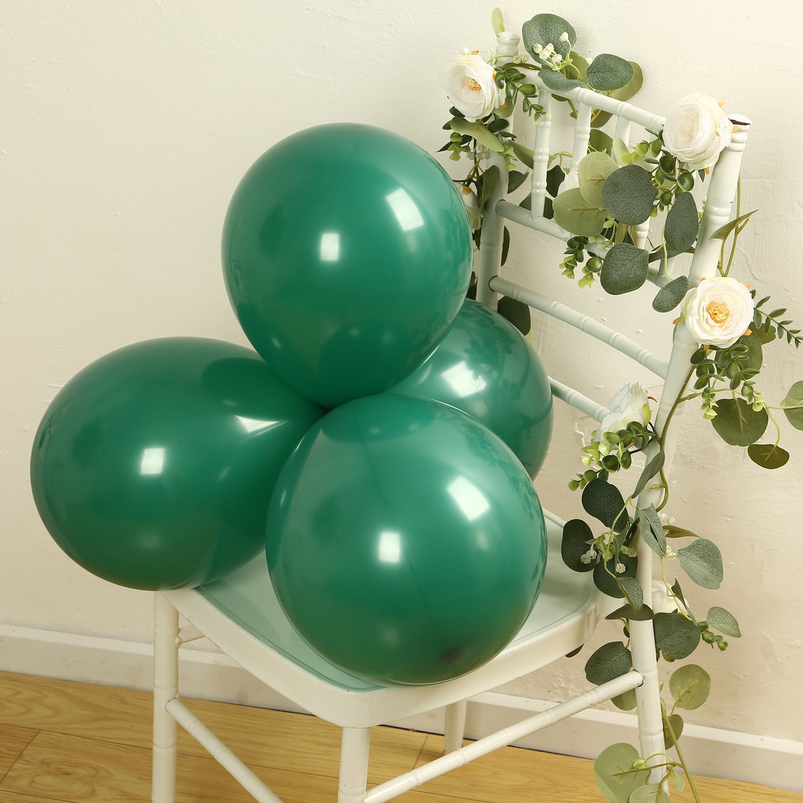 50 Pack Matte Pastel Hunter Emerald Green Biodegradable Balloons 12, Round Eco-friendly Thick Latex Party Balloons