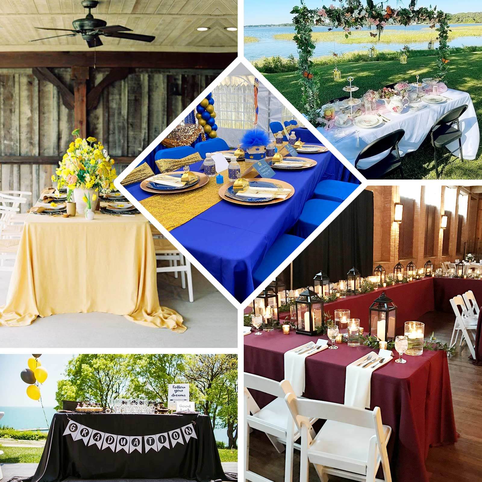 Premium Polyester 90x156 Rectangle Tablecloth Navy Blue - Seamless 220GSM Stain-Resistant Table Cover