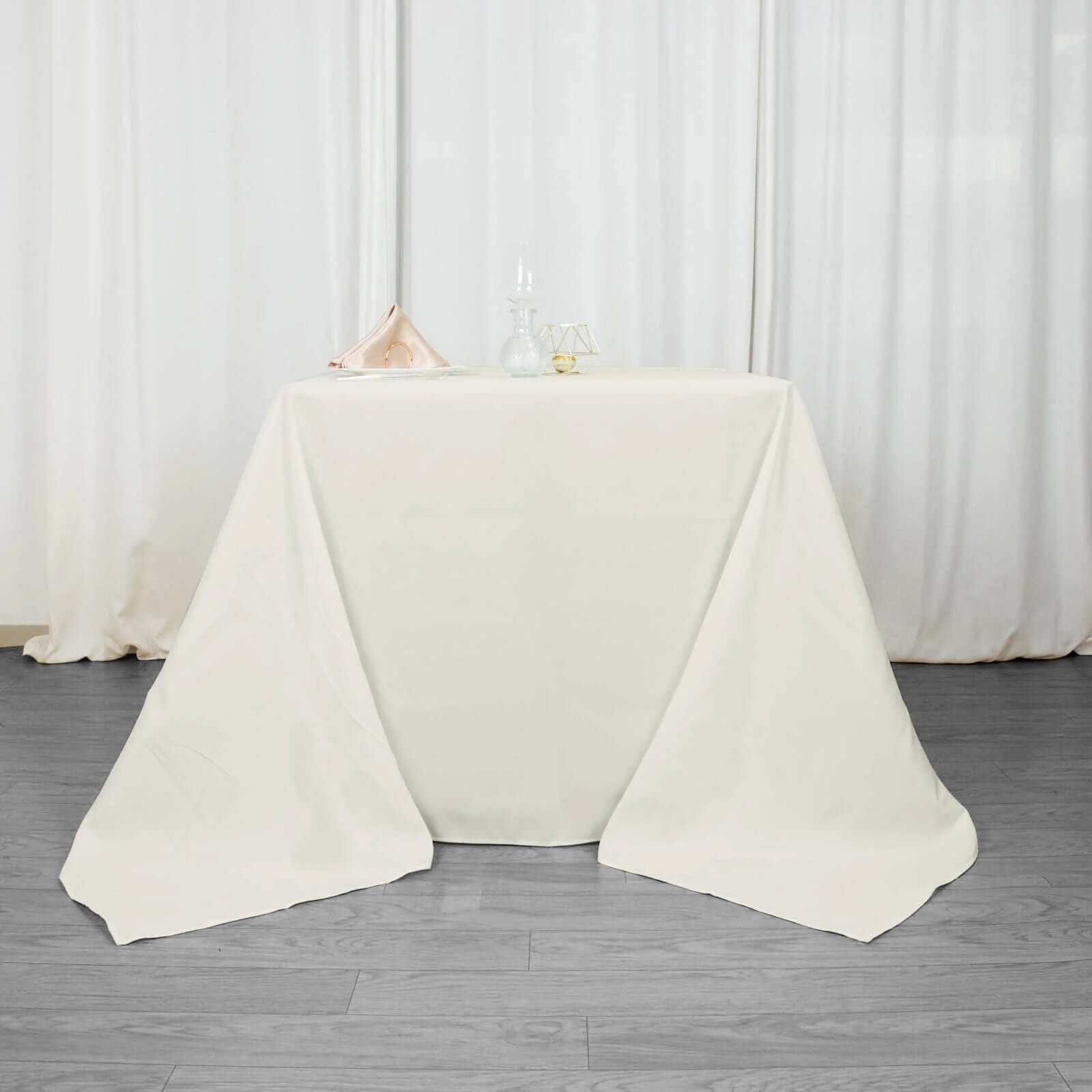 Premium Polyester Square Tablecloth 90x90 Ivory 220GSM Wrinkle-Resistant Table Cover