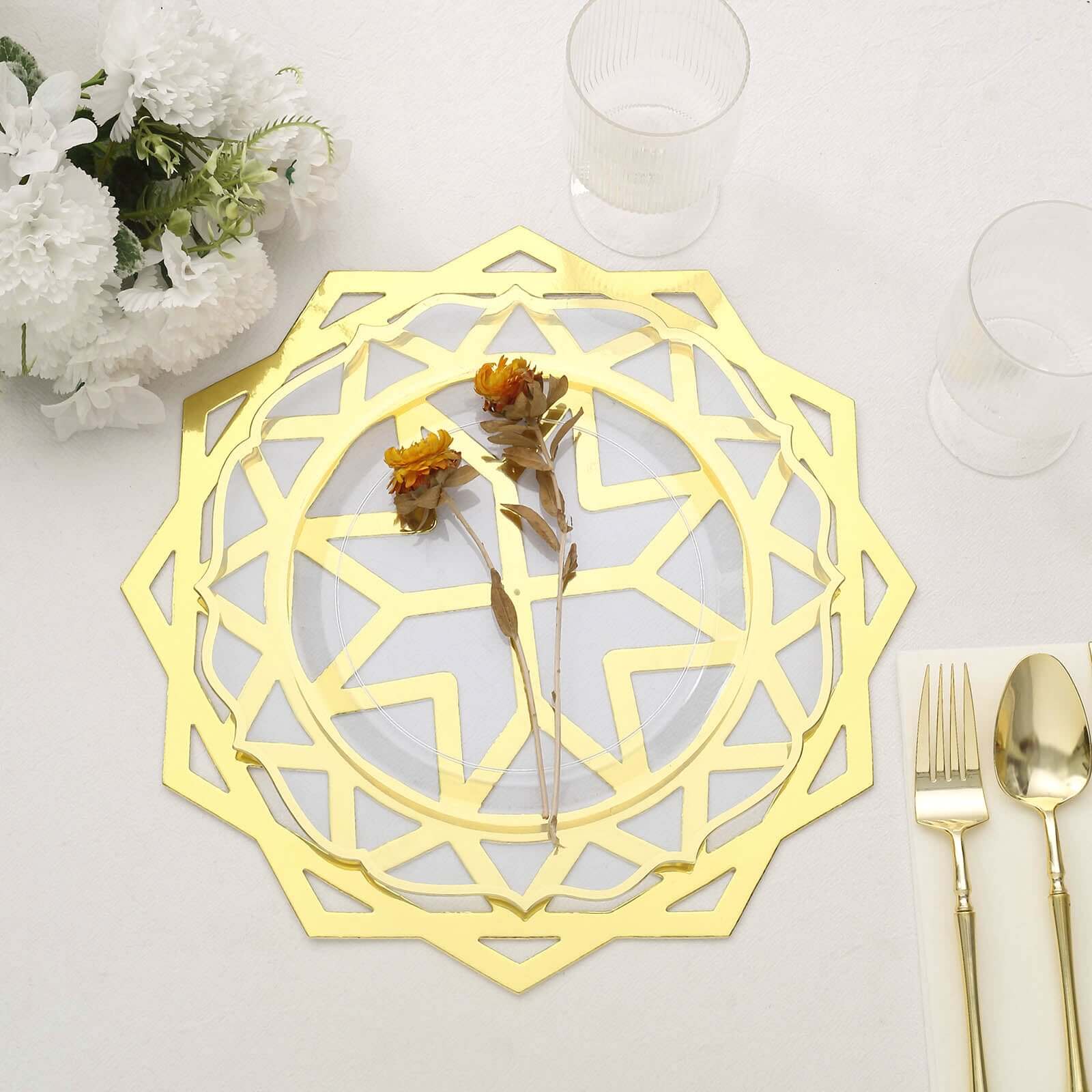 6-Pack Disposable Table Placemats in Metallic Gold Laser Cut Geometric Star Design - 700GSM Cardboard Placemats for Glamorous Table Settings 13