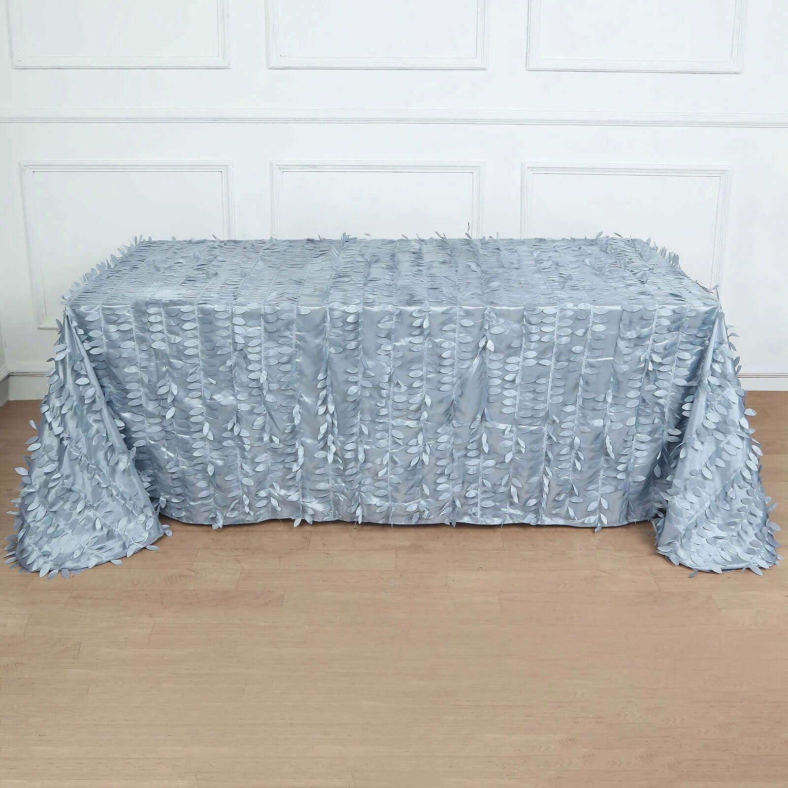 Taffeta 90x156 Rectangle Tablecloth Dusty Blue | 3D Leaf Petal Design Seamless Table Cover
