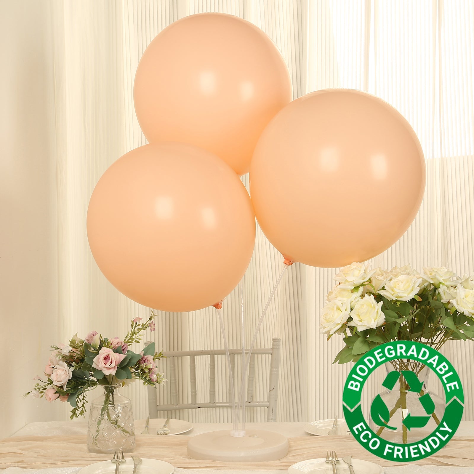 10 Pack Matte Pastel Blush Biodegradable Balloons 18, Round Eco-friendly Thick Latex Party Balloons