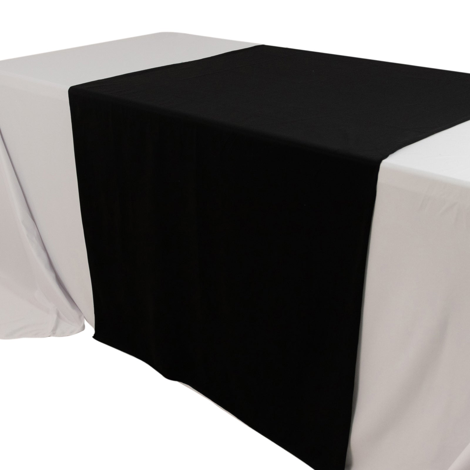 Wide Polyester 36x72 Table Runner Black - Durable Trade Show Table Linen