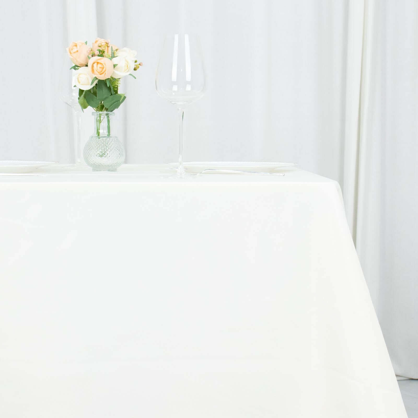 Premium Polyester Square Tablecloth 70x70 Ivory 220GSM Wrinkle-Resistant Table Cover