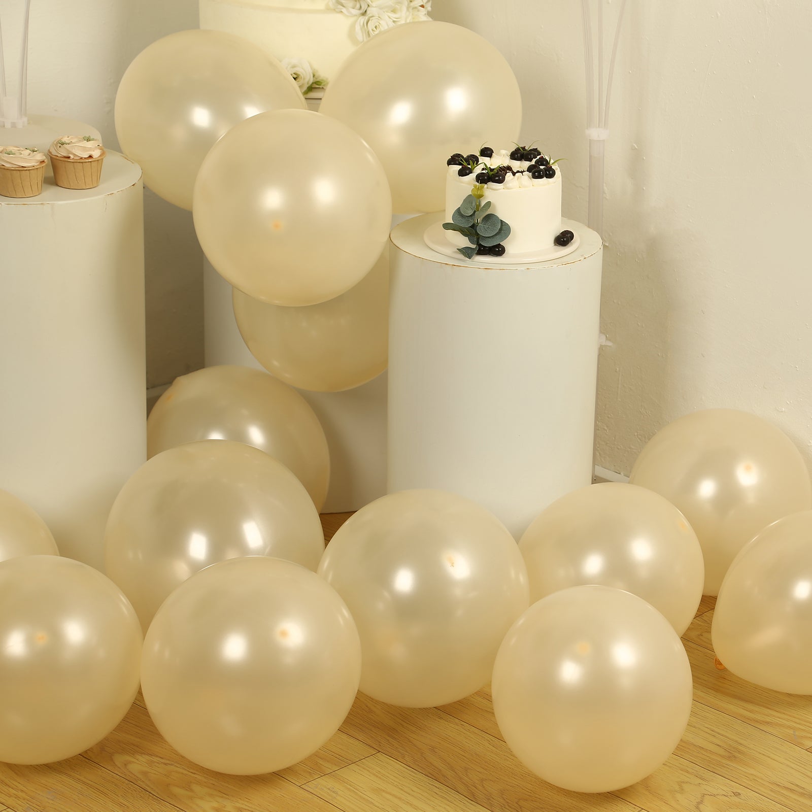 50 Pack Matte Pastel Cream Biodegradable Balloons 12, Round Eco-friendly Thick Latex Party Balloons