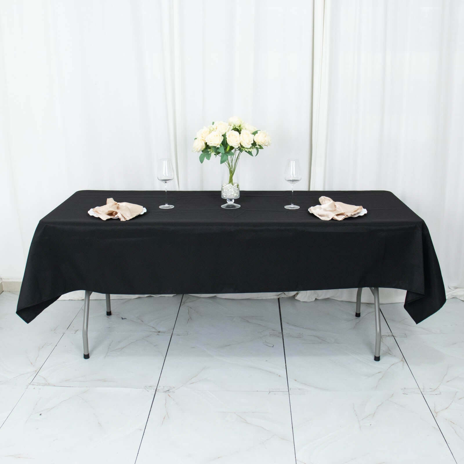 Premium Polyester 54x96 Rectangle Tablecloth Black - Durable 220GSM Stain-Resistant Fabric Table Cover