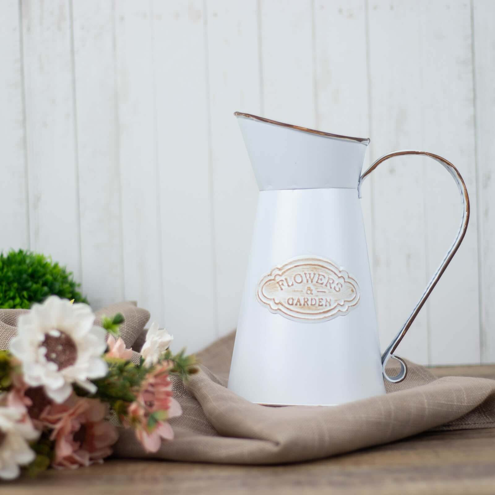 Metal Garden Water Pitcher Rustic Milk Jug Design - Shabby Chic Decorative Flower Vase 9