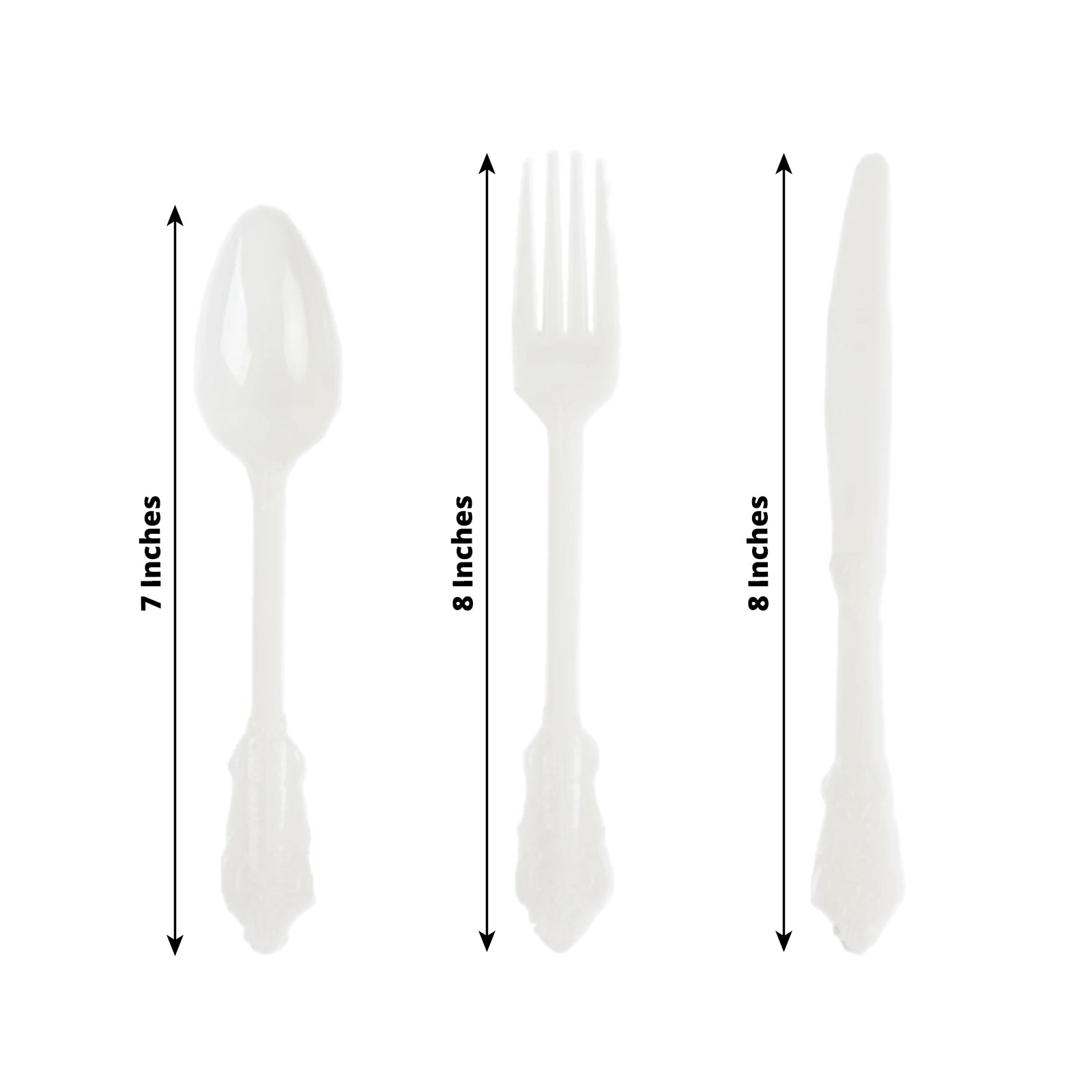 72 Pcs Plastic Silverware Set in Baroque Style Ivory - Heavy Duty Disposable Knife, Fork, and Spoon Set