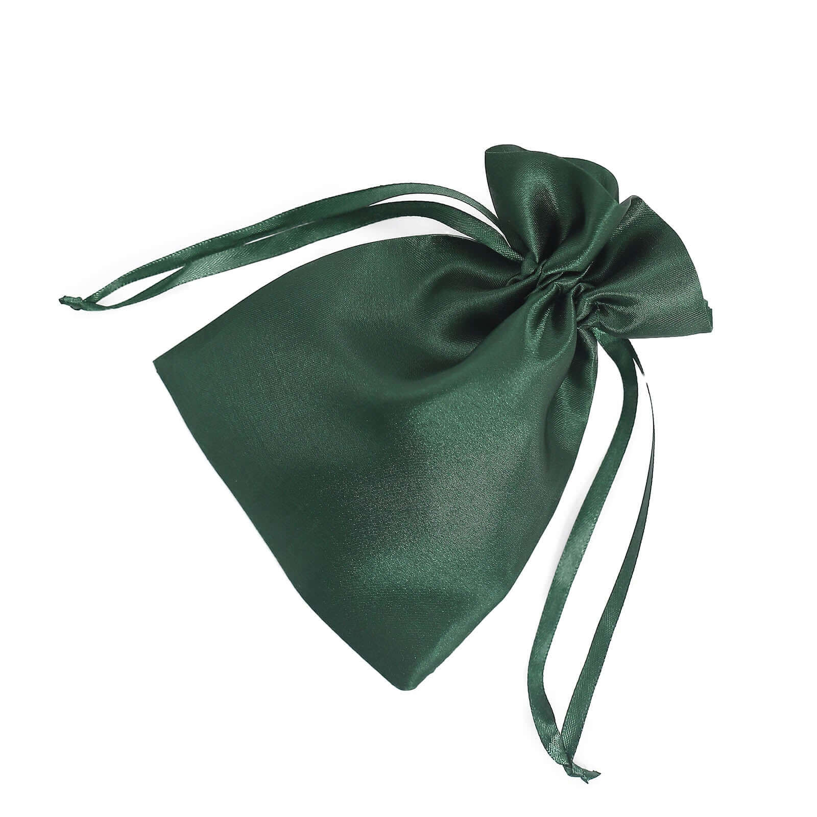 12 Pack 5x7 Hunter Emerald Green Satin Wedding Party Favor Bags, Drawstring Pouch Gift Bags