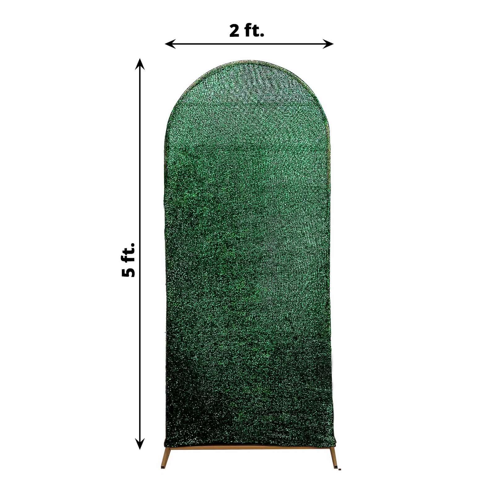 5ft Hunter Emerald Green Shimmer Tinsel Spandex Chiara Backdrop Stand Cover For Fitted Round Top Wedding Arch