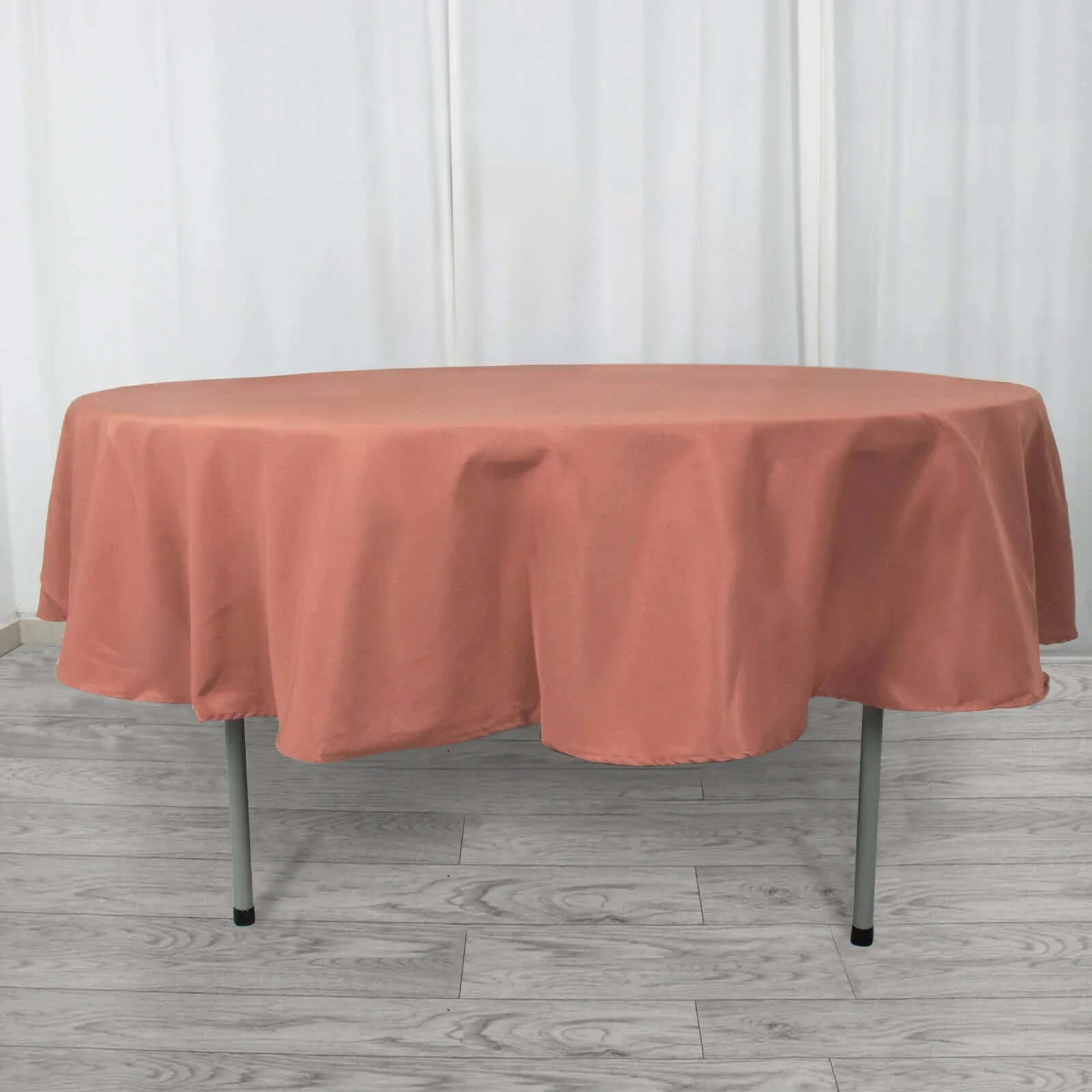 Premium Polyester 90 Round Tablecloth Terracotta (Rust) - Stain and Wrinkle-Resistant Design with 220GSM Thickness Table Cover