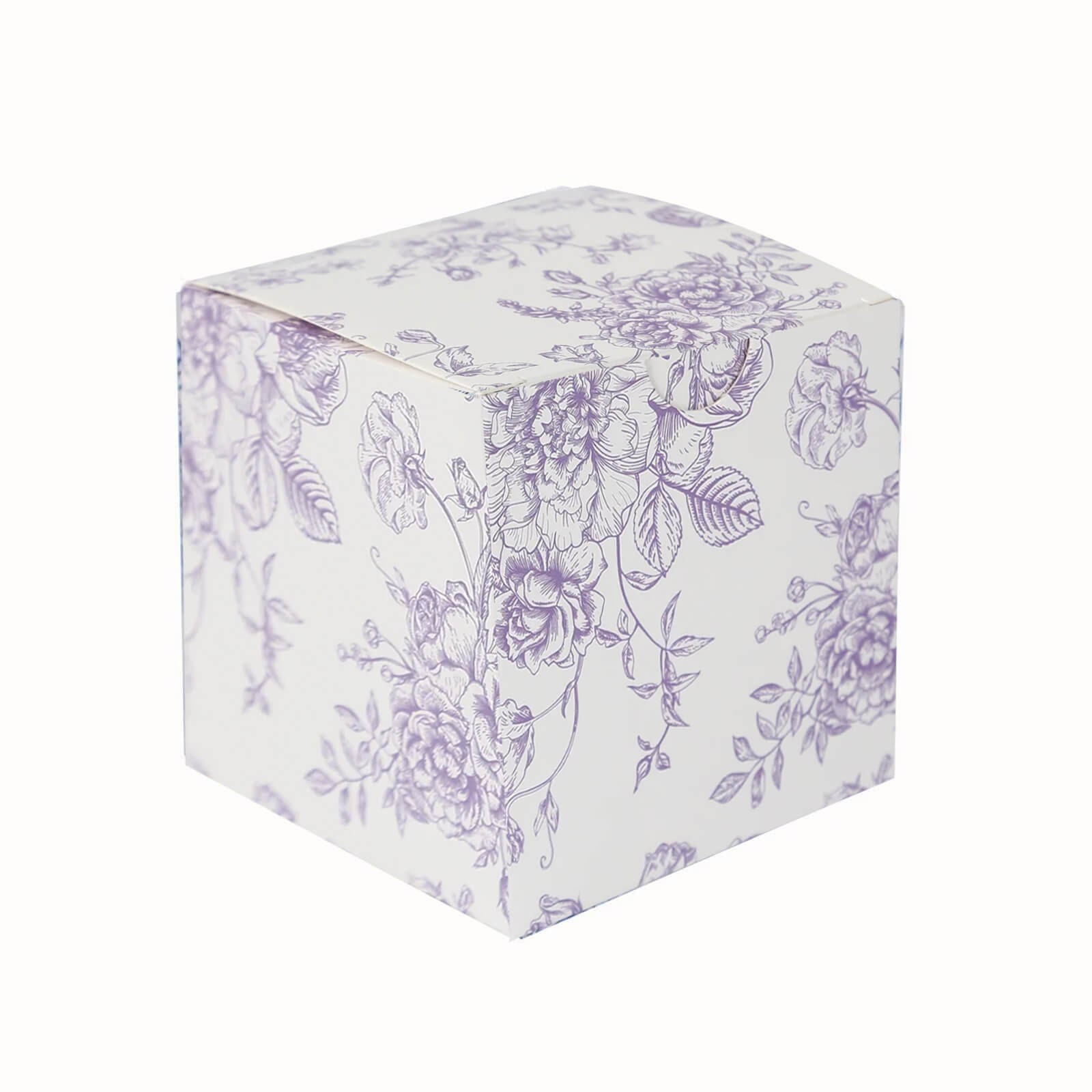 25 Pack Candy Treat Favor Boxes in French Toile Pattern - Matte Lavender and White Party Gift Boxes, Cardstock Paper - 3x3