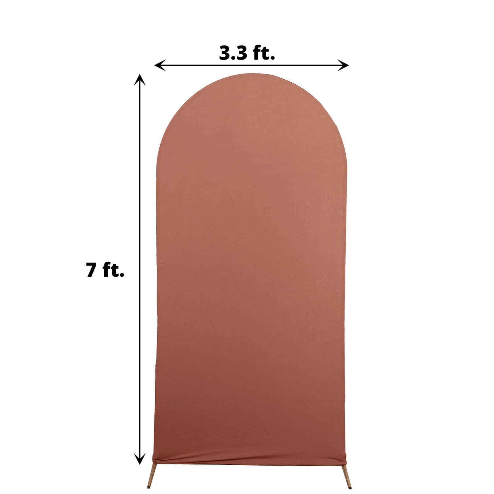 7ft Matte Terracotta (Rust) Spandex Fitted Chiara Backdrop Stand Cover For Round Top Wedding Arch