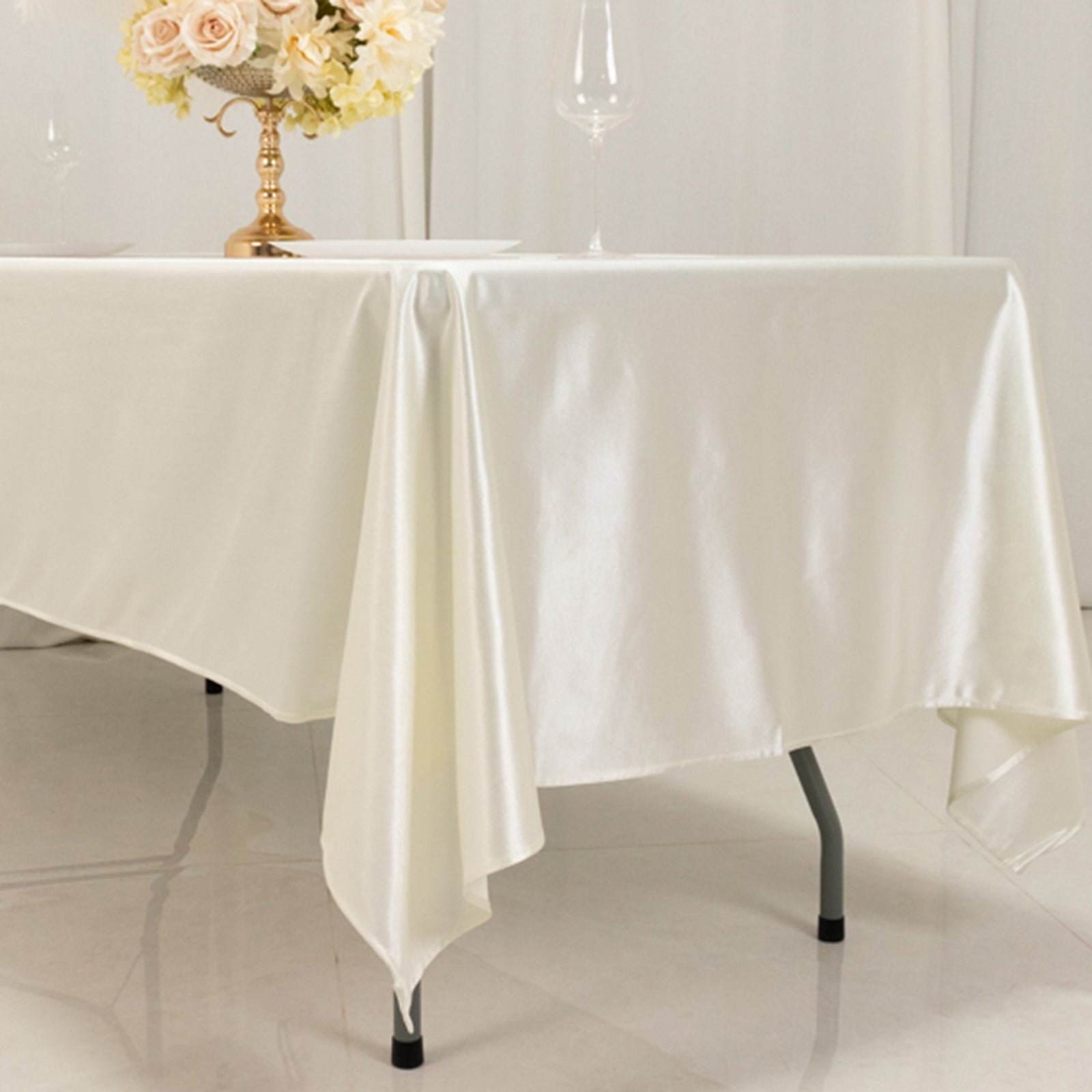 Premium Scuba Rectangular 60x102 Tablecloth Shimmering Pearl - Wrinkle Free & Stain Resistant Table Cover
