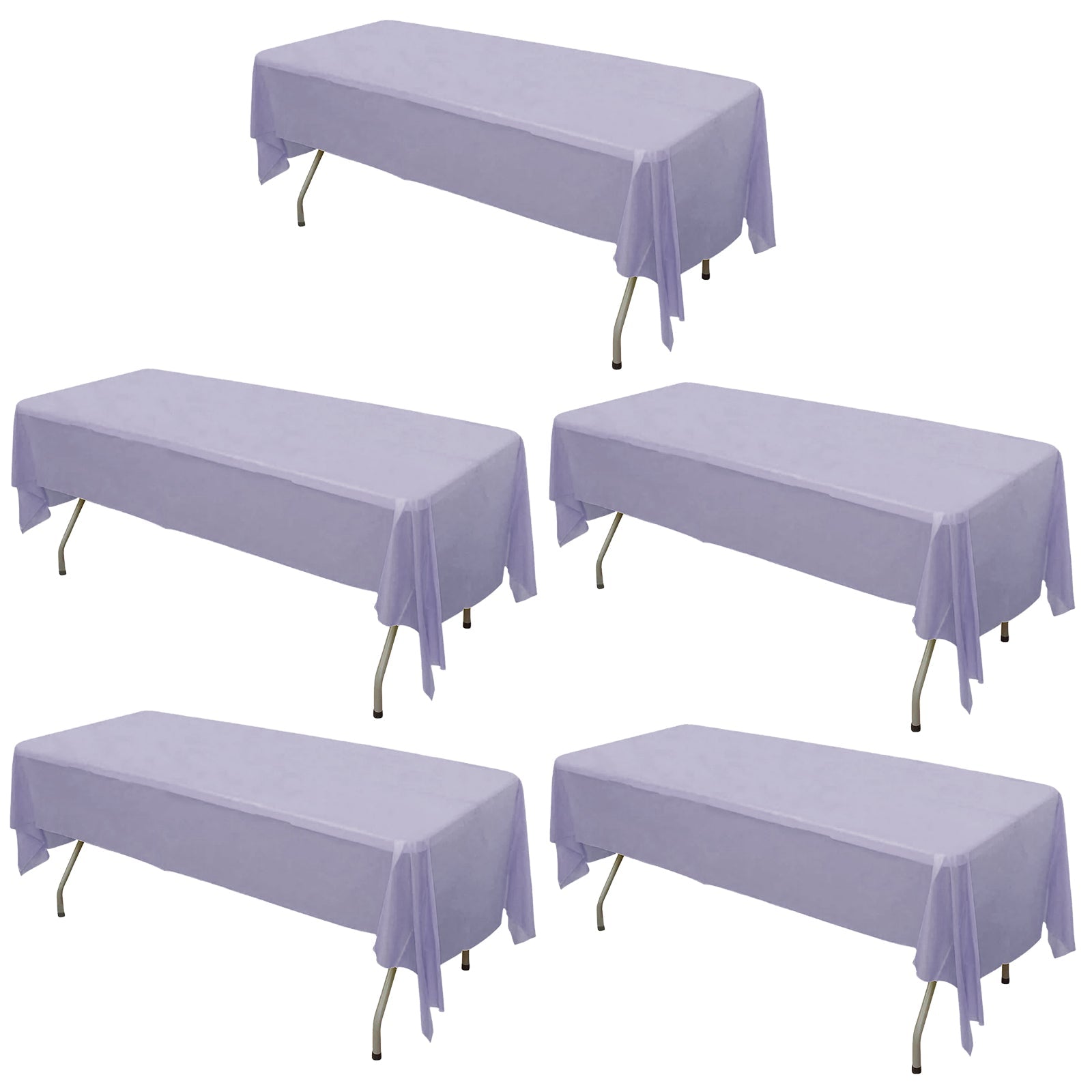 5-Pack Plastic Table Covers Lavender Lilac Rectangle - Reliable PVC Disposable Covers for Gatherings 54x108