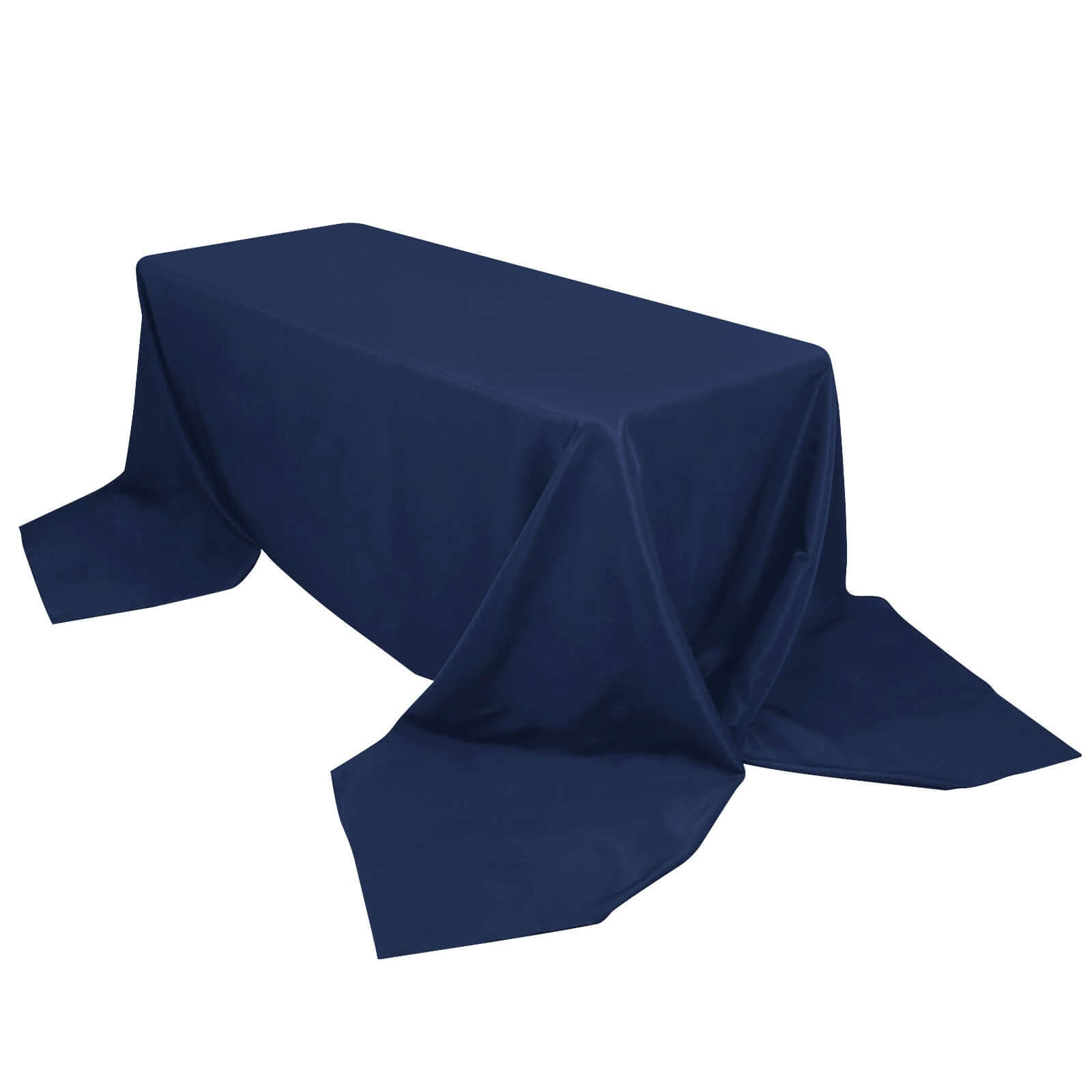 Premium Polyester 90x156 Rectangle Tablecloth Navy Blue - Seamless 220GSM Stain-Resistant Table Cover