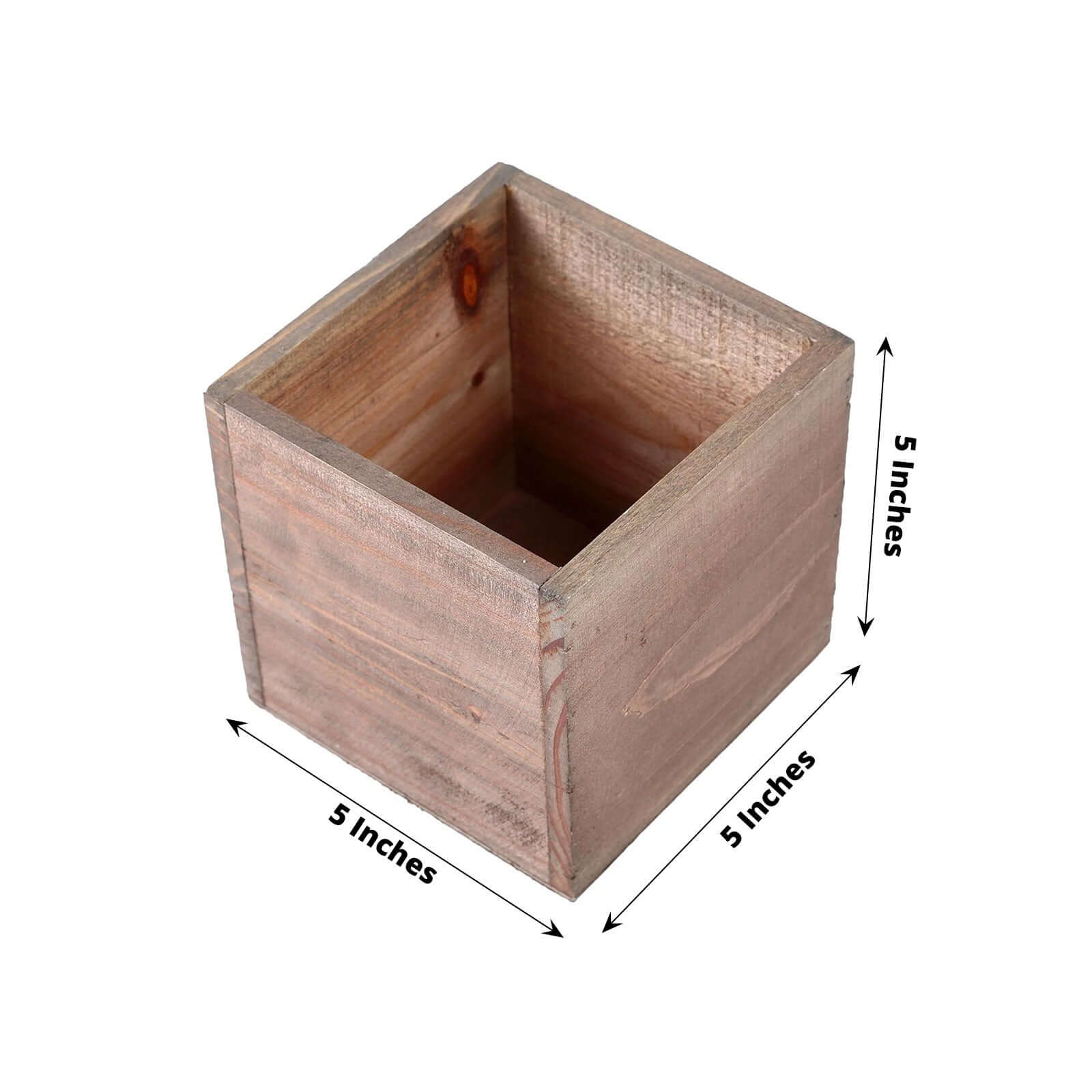 2 Pack 5 Natural Square Wood Planter Box Set With Removable Plastic Liners