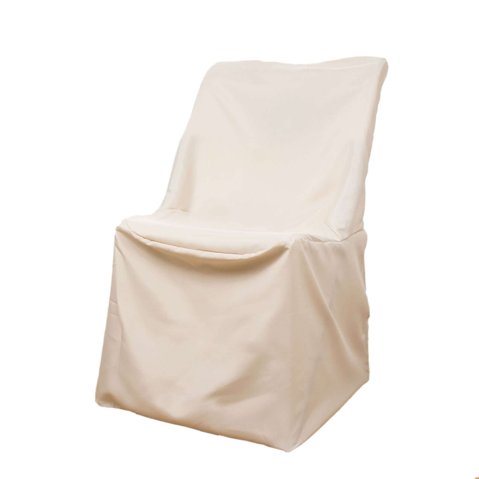 Polyester Chair Cover for Folding Lifetime Chairs Beige - Reusable Durable Slip-On Cover