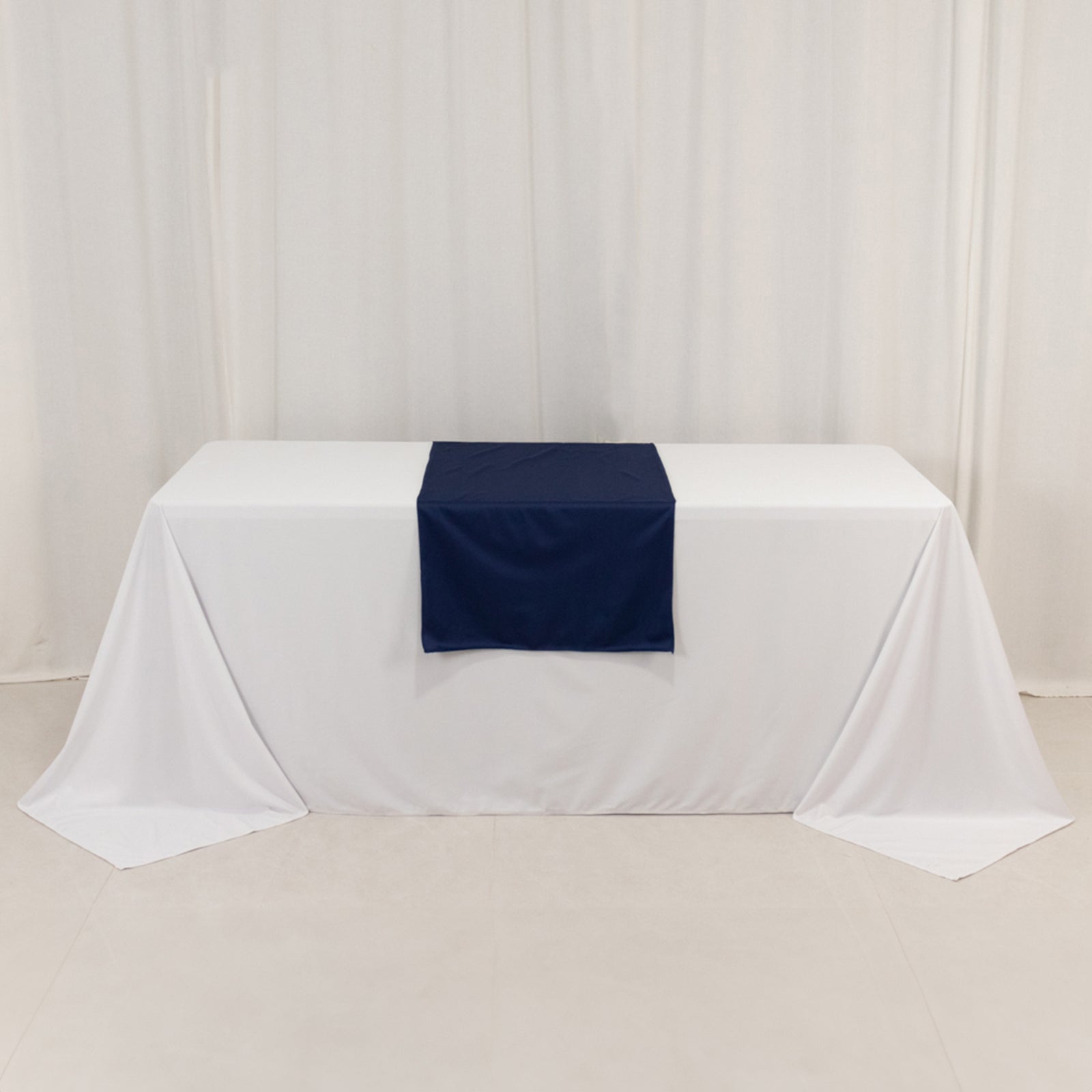 Wide Polyester 24x72 Table Runner Navy Blue - Durable Trade Show Table Linen