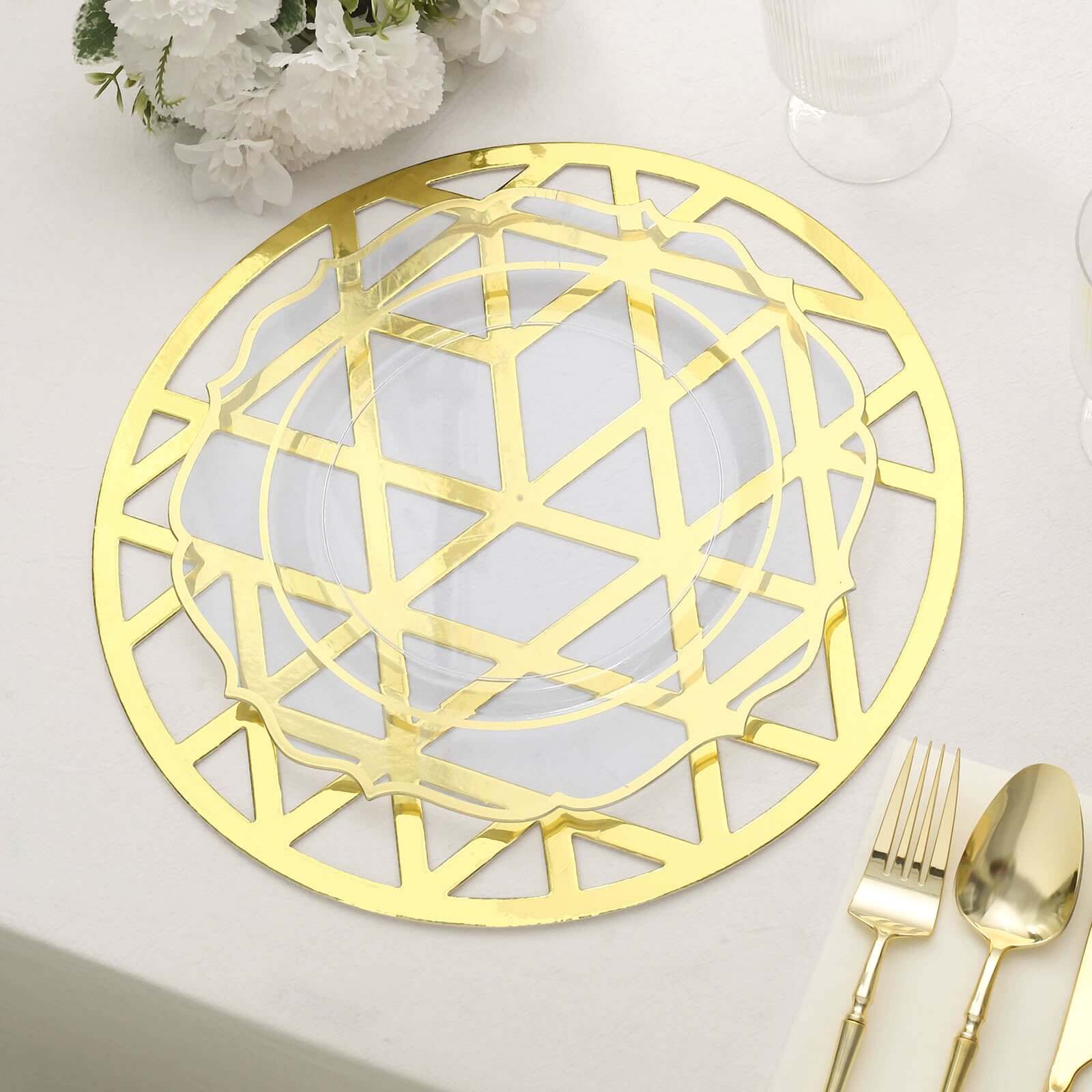 6-Pack Disposable Table Placemats in Metallic Gold Laser Cut Geometric Triangle Design - 700GSM Cardboard Placemats for Glamorous Table Settings 13