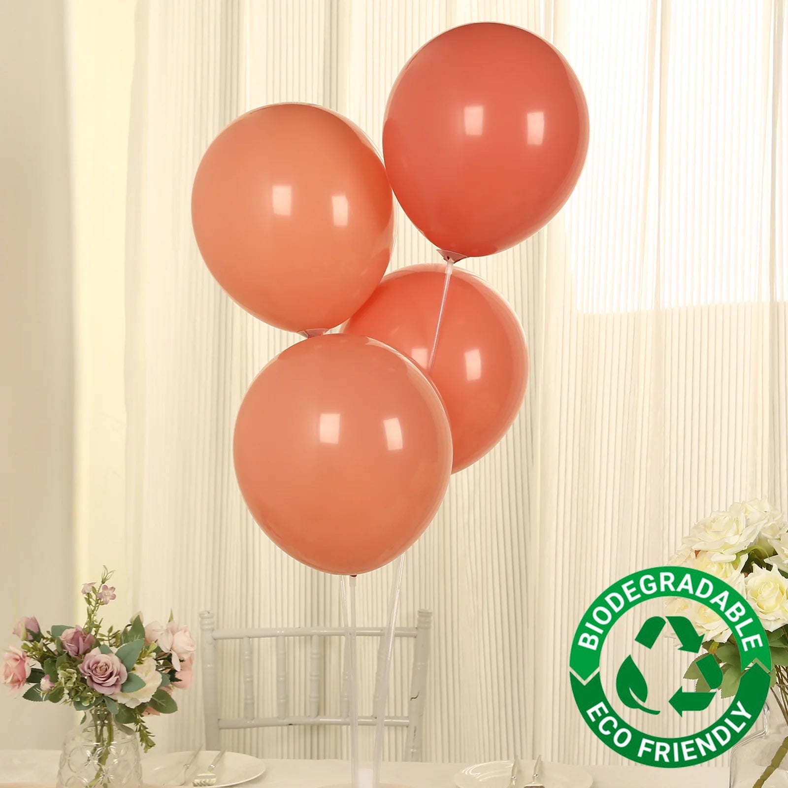 50 Pack Matte Pastel Dusty Rose Biodegradable Balloons 12, Round Eco-friendly Thick Latex Party Balloons