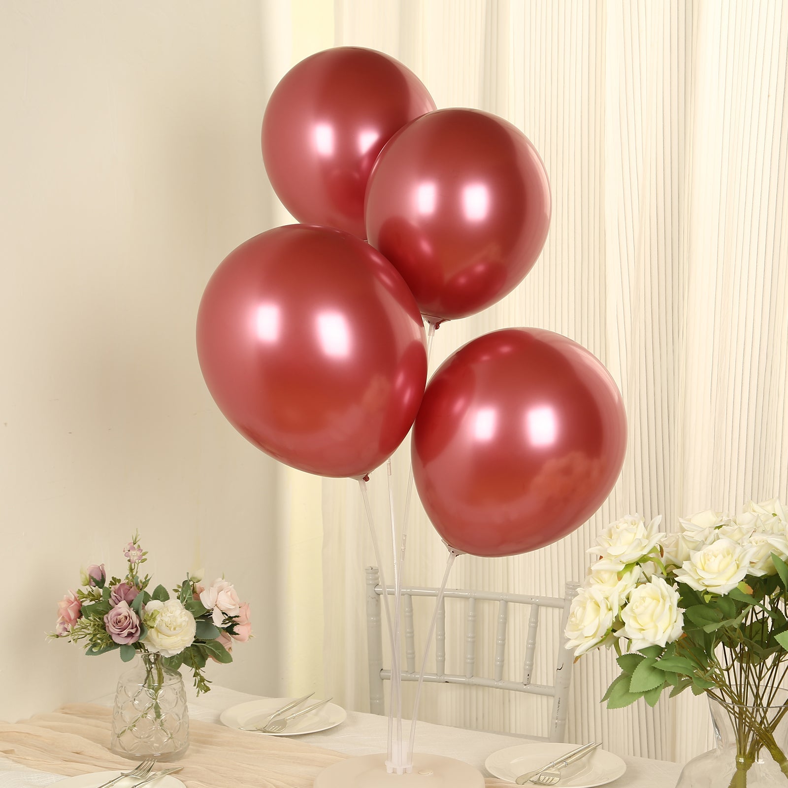 50 Pack Chrome Pink Biodegradable Latex Balloons 12, Thick Eco Friendly Metallic Party Balloons