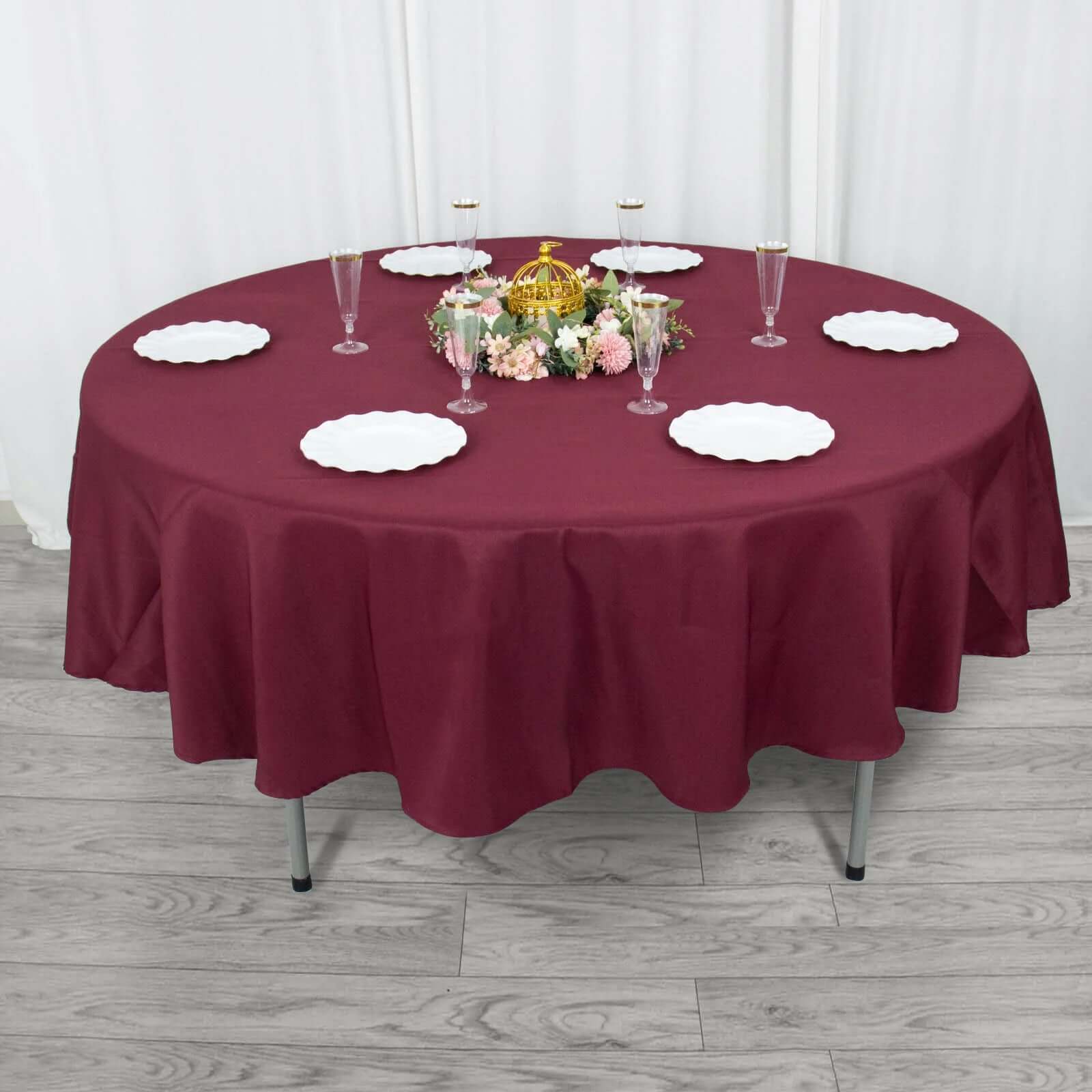 Premium Polyester 90 Round Tablecloth Burgundy - Stain and Wrinkle-Resistant Design with 220GSM Thickness Table Cover