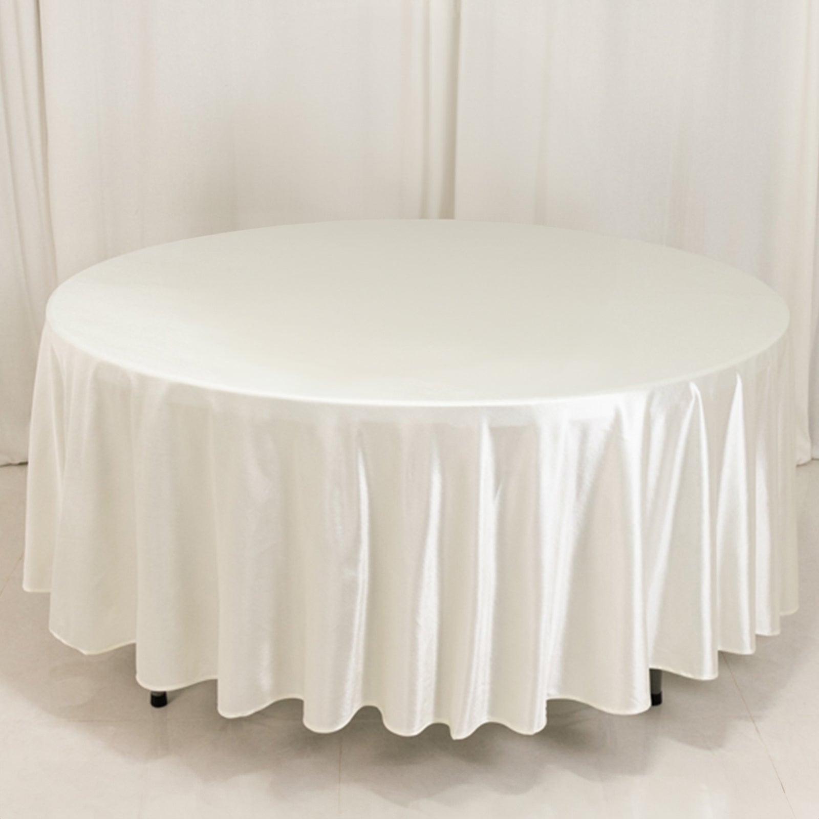 Premium Scuba Round 108 Tablecloth Shimmering Pearl - Wrinkle Free & Stain Resistant Table Cover