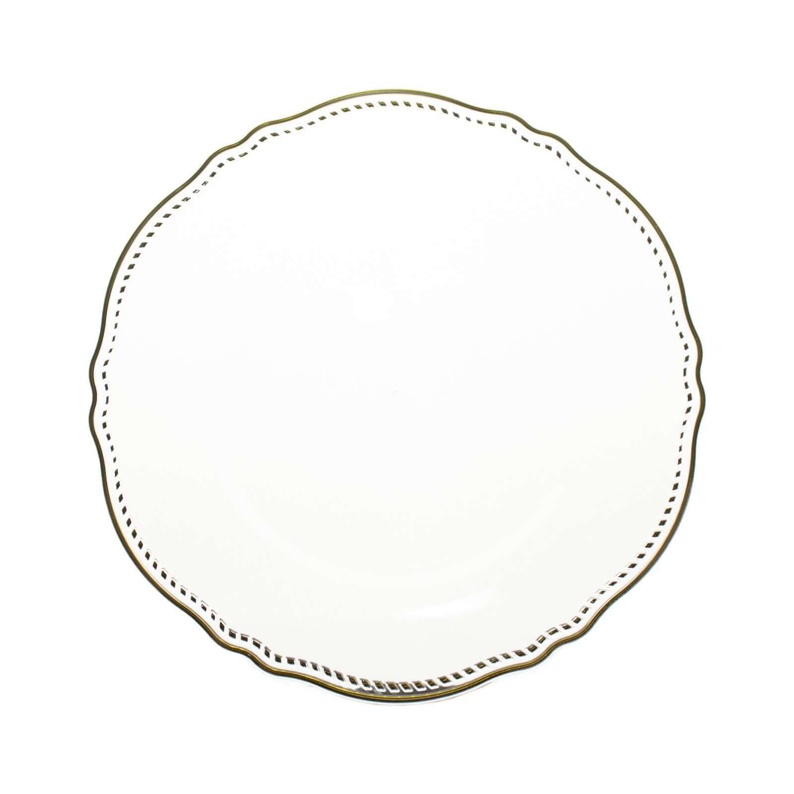 10-Pack Plastic Dinner Plates in Clear with Gold Scalloped Rim - Disposable Party Plates 9