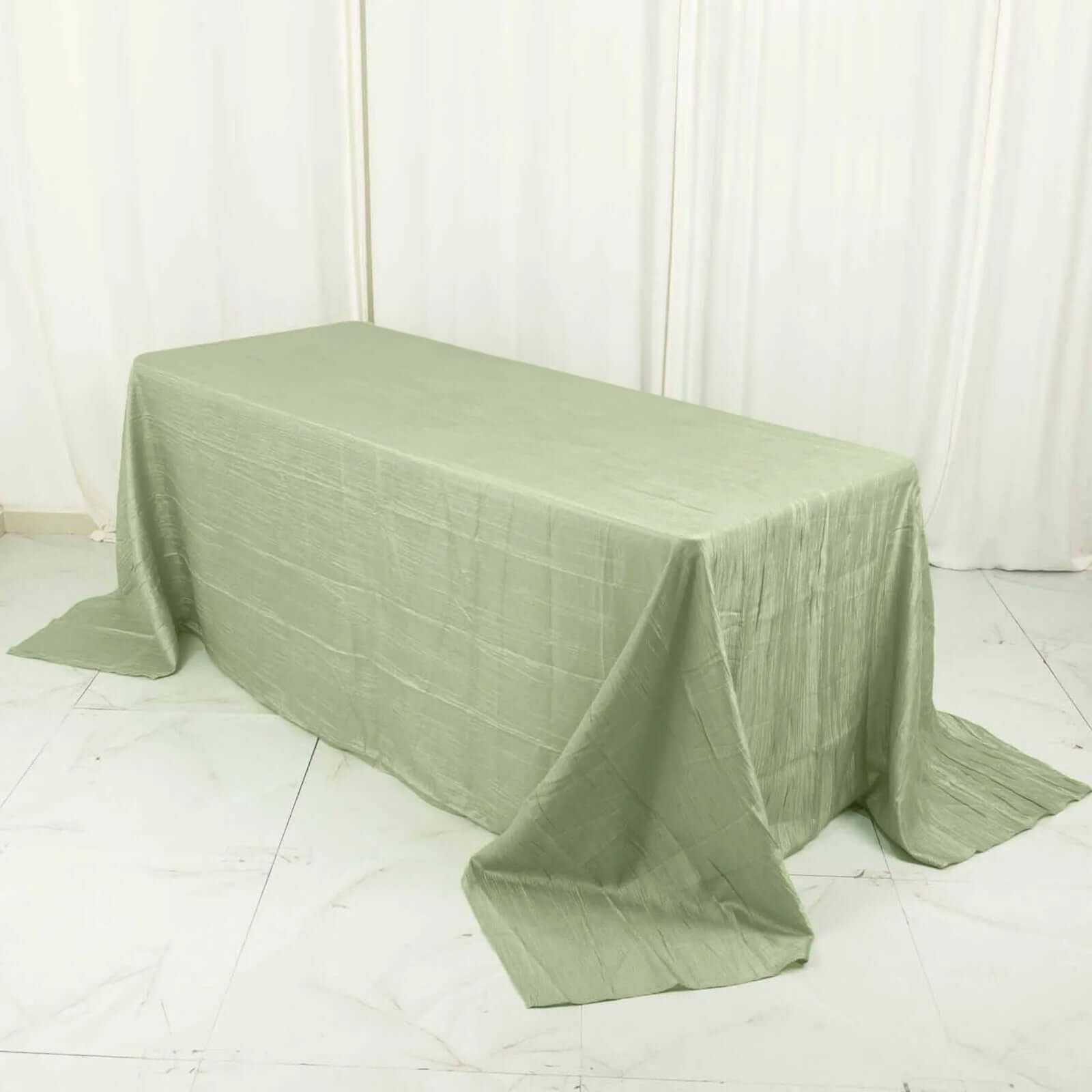 Taffeta 90x132 Rectangle Tablecloth Sage Green - Seamless Accordion Crinkle Table Cover