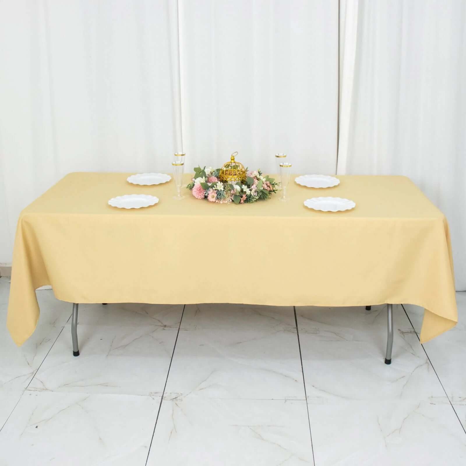 Premium Polyester 60x102 Rectangle Tablecloth Champagne - Durable 220GSM Wrinkle-Resistant Table Cover