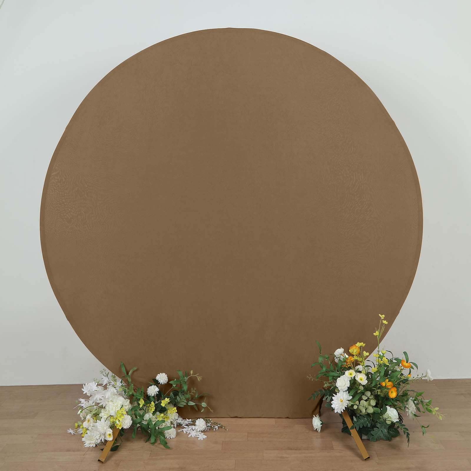 7.5ft Taupe Round Spandex Fit Party Backdrop Stand Cover