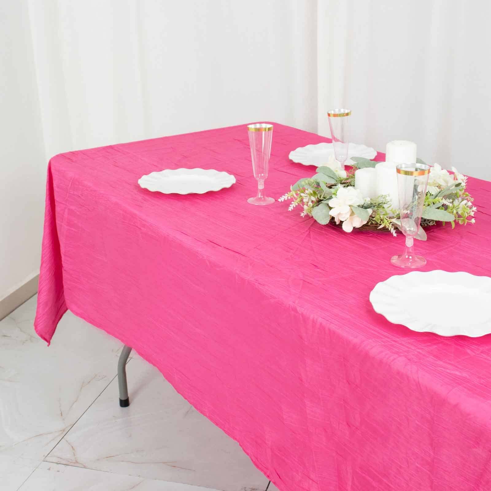 Taffeta 60x102 Rectangle Tablecloth Fuchsia - Accordion Crinkle Table Cover