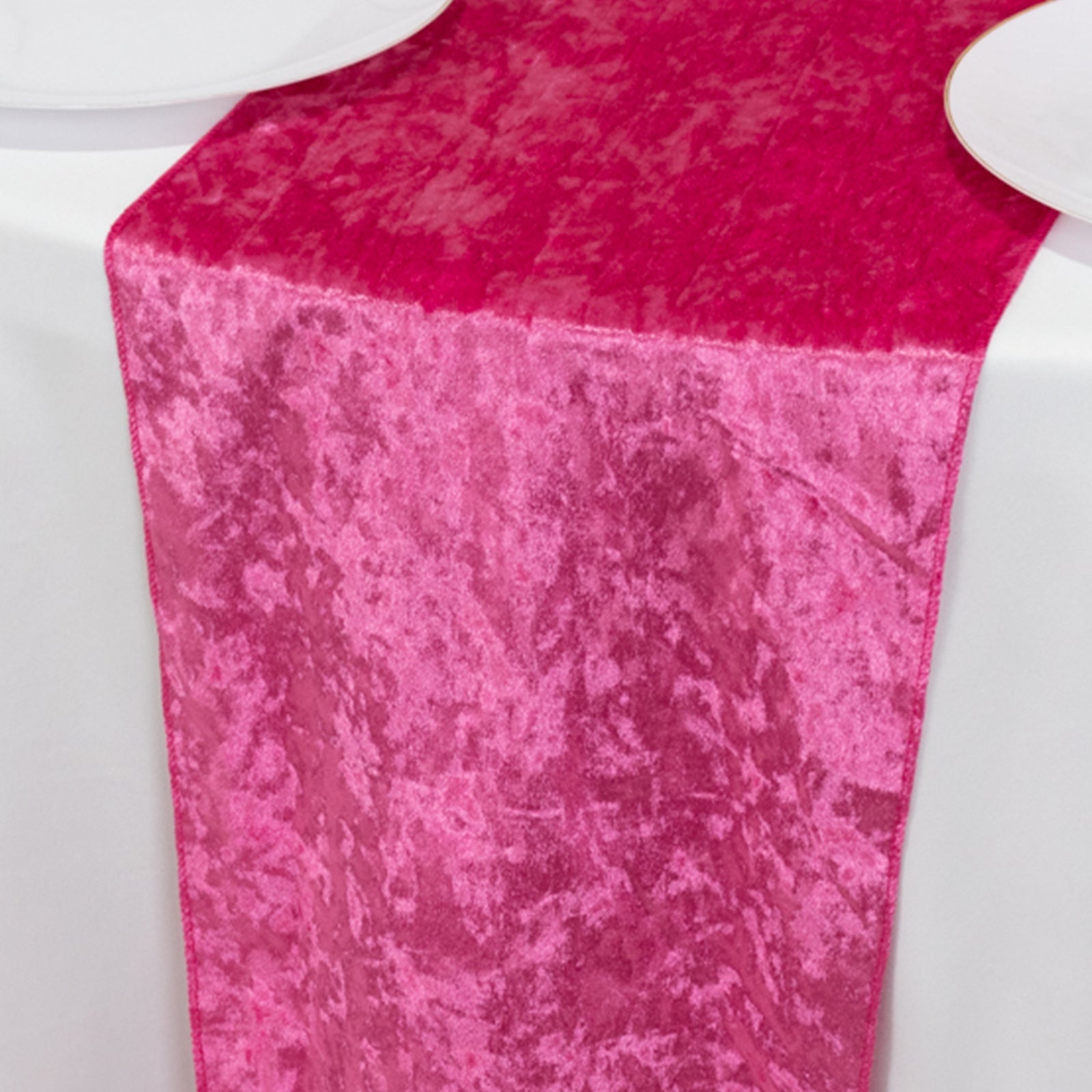 Premium Crushed Velvet 12x108 Table Runner Fuchsia - Soft & Wrinkle-Resistant Table Linen