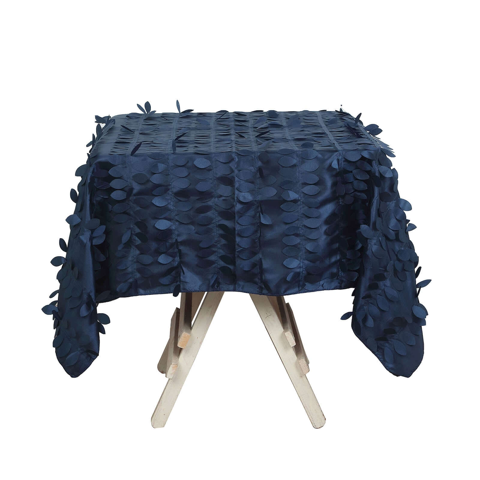 Taffeta 54x54 Square Tablecloth Navy Blue 3D Leaf Petal Table Cover