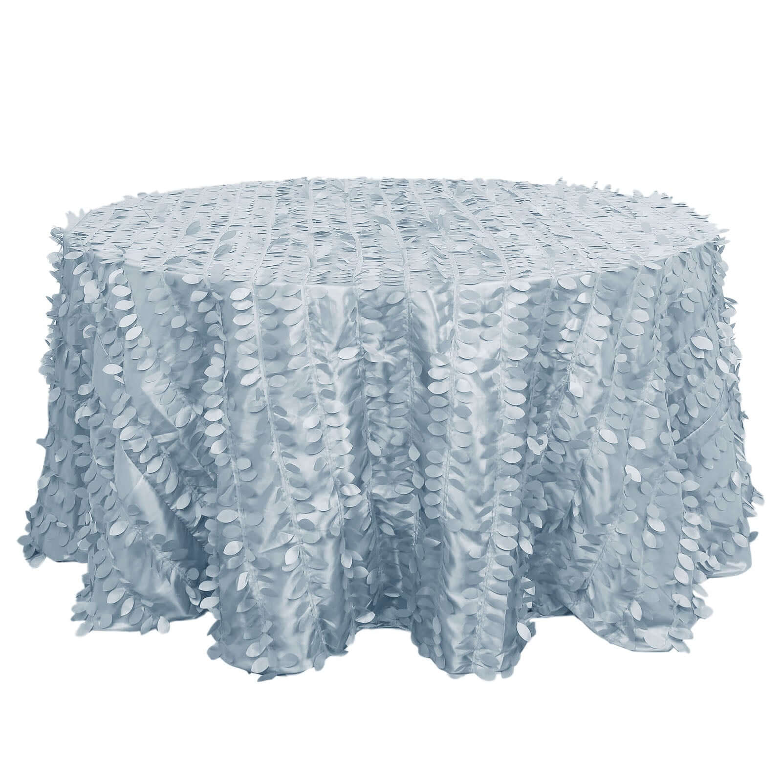 Taffeta 132 Round Tablecloth Dusty Blue | 3D Leaf Petal Design Seamless Table Cover