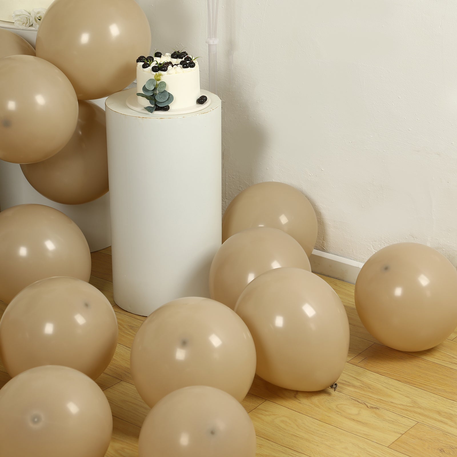 50 Pack Matte Pastel Taupe Biodegradable Balloons 12, Round Eco-friendly Thick Latex Party Balloons