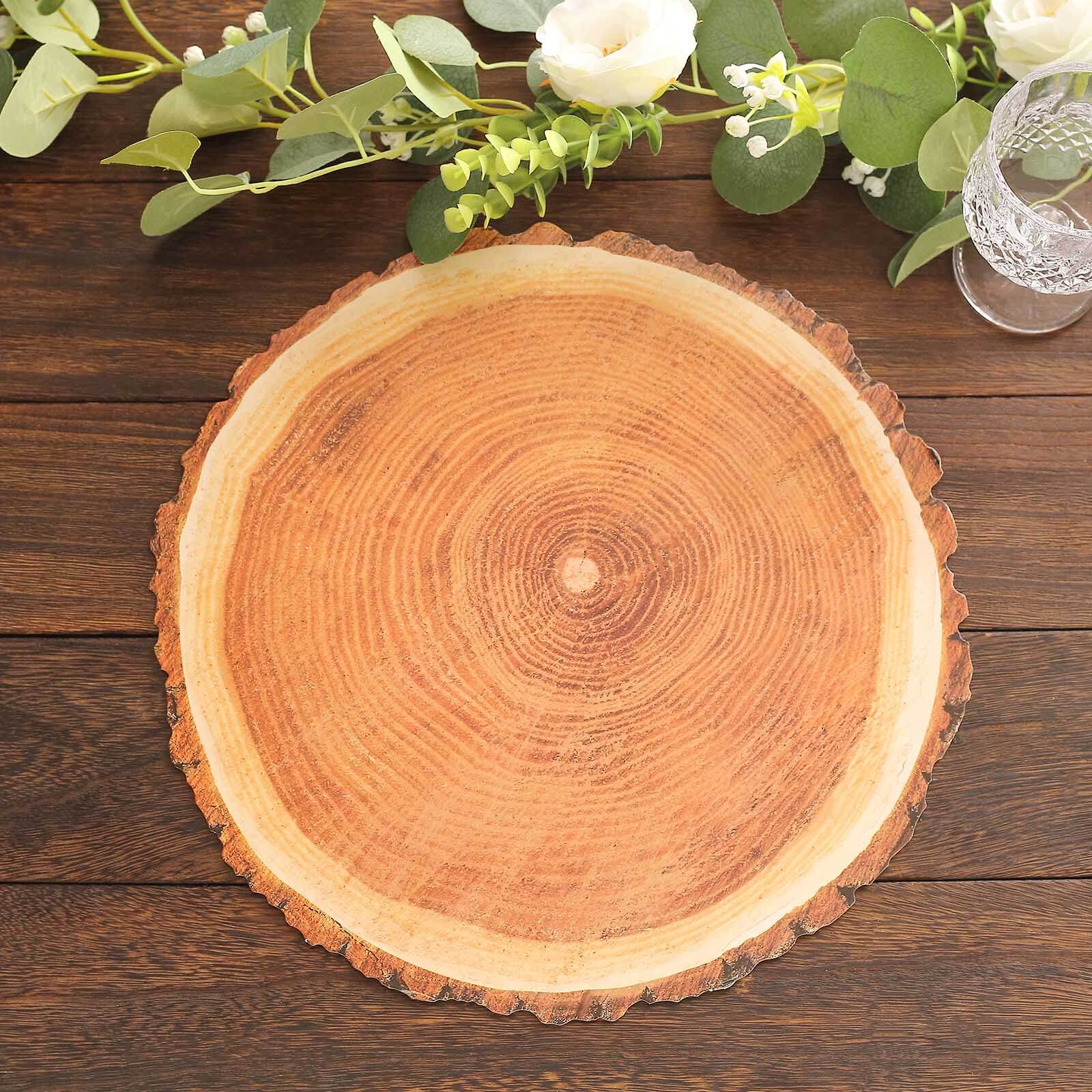 6-Pack Disposable Table Placemats in Natural Wood Slice Print - 700GSM Cardboard Placemats for Boho Farmhouse Decor 13