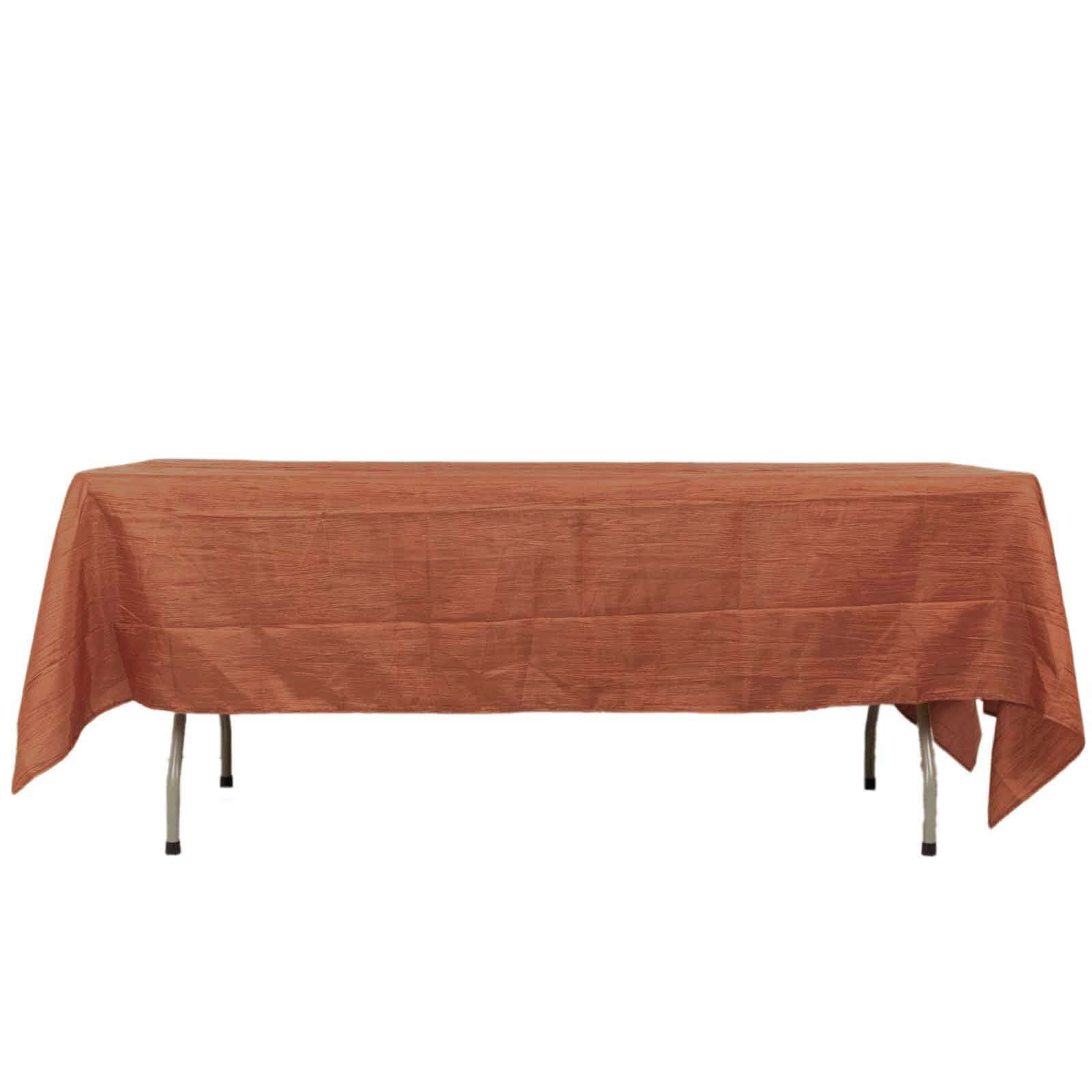 Taffeta 60x102 Rectangle Tablecloth Terracotta (Rust) - Accordion Crinkle Table Cover