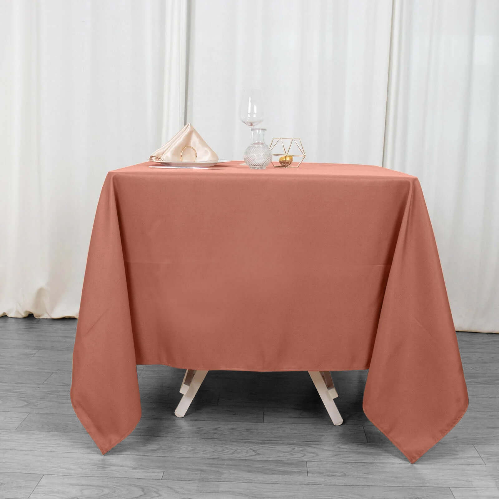 Premium Polyester Square Tablecloth 70x70 Terracotta (Rust) 220GSM Wrinkle-Resistant Table Cover