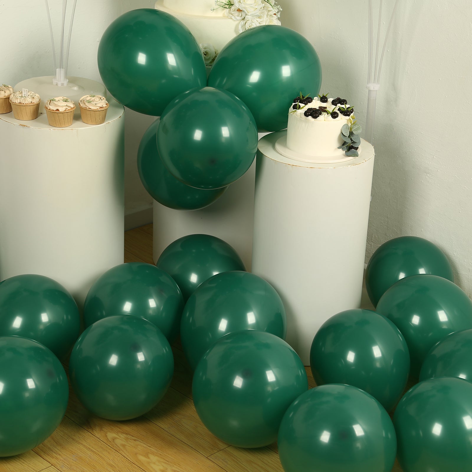 50 Pack Matte Pastel Hunter Emerald Green Biodegradable Balloons 12, Round Eco-friendly Thick Latex Party Balloons