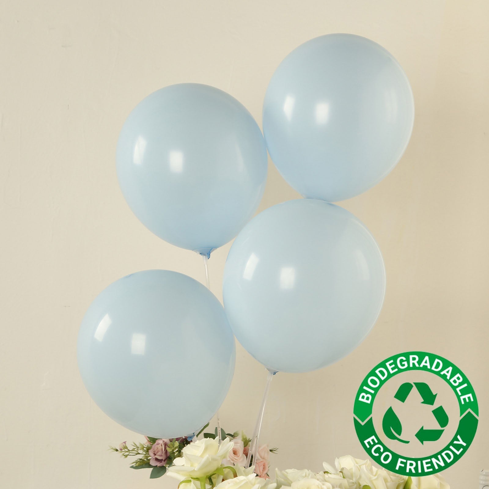 50 Pack Matte Pastel Ice Blue Biodegradable Balloons 12, Round Eco-friendly Thick Latex Party Balloons