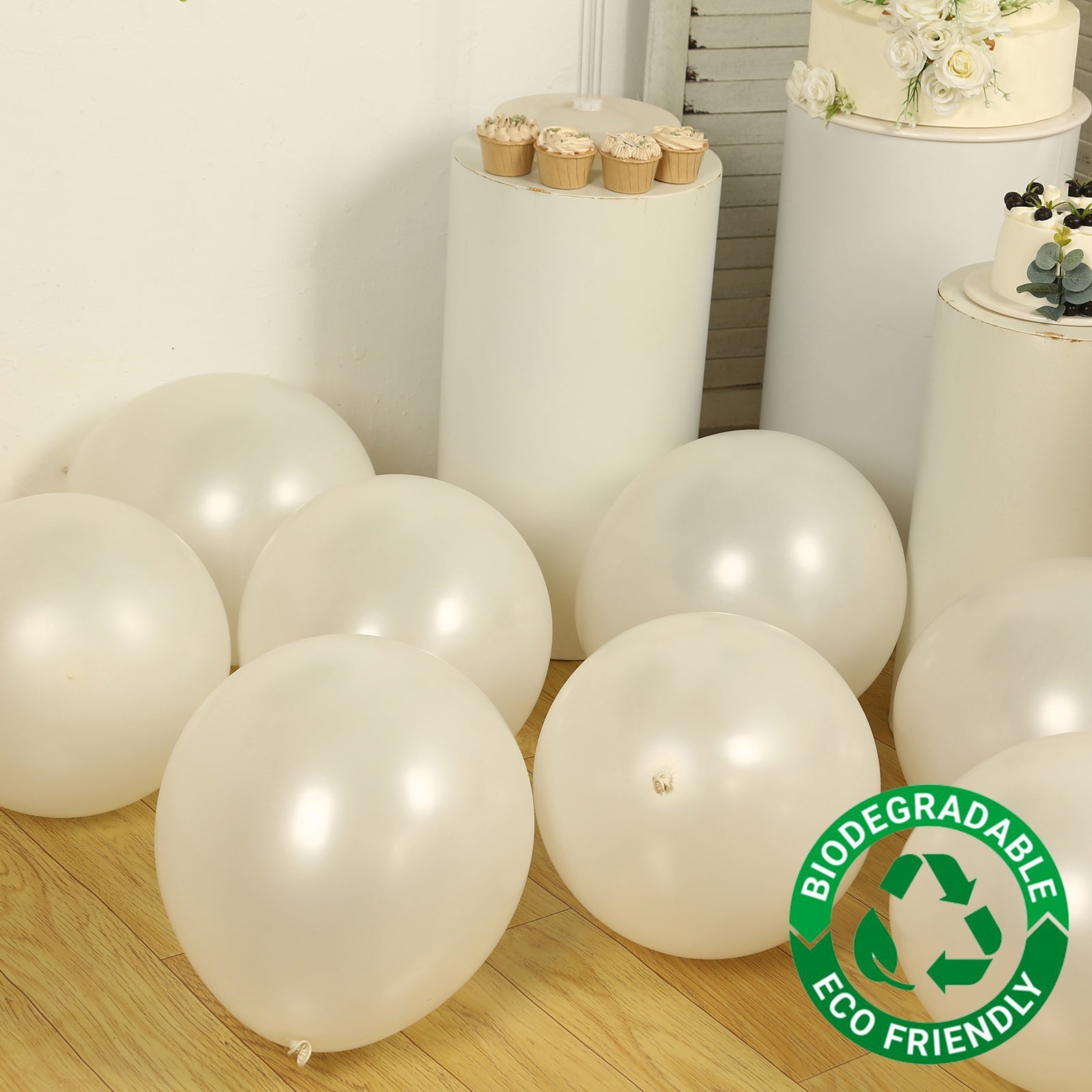 10 Pack White Biodegradable Balloons, 18 Thickened Extra Strong Eco-friendly Latex Helium Party Balloons