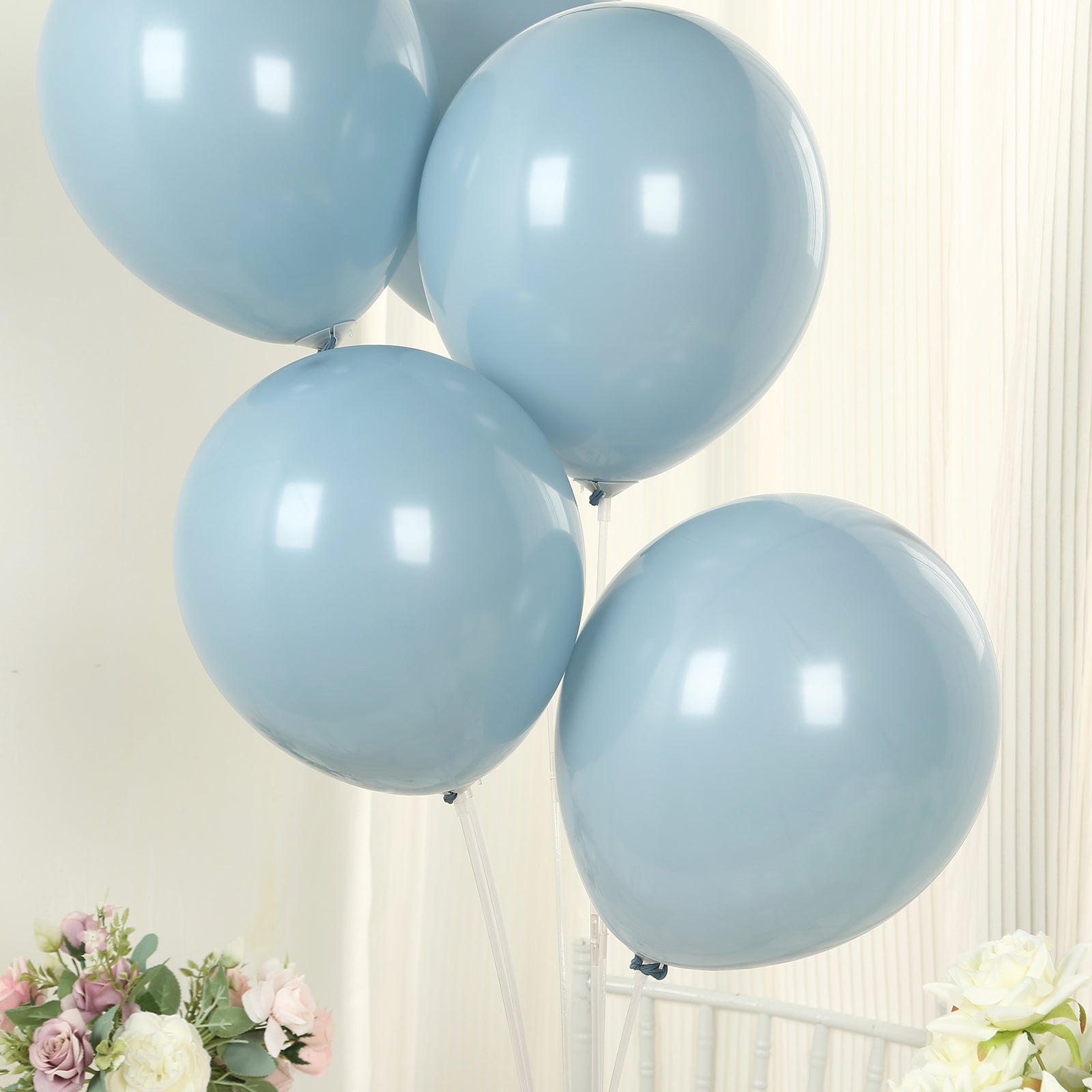 50 Pack Matte Pastel Dusty Blue Biodegradable Balloons 12, Round Eco-friendly Thick Latex Party Balloons